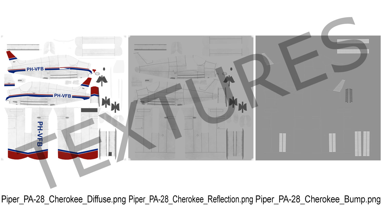 Private Aircraft Piper PA 28 Cherokee Rigged 3D model