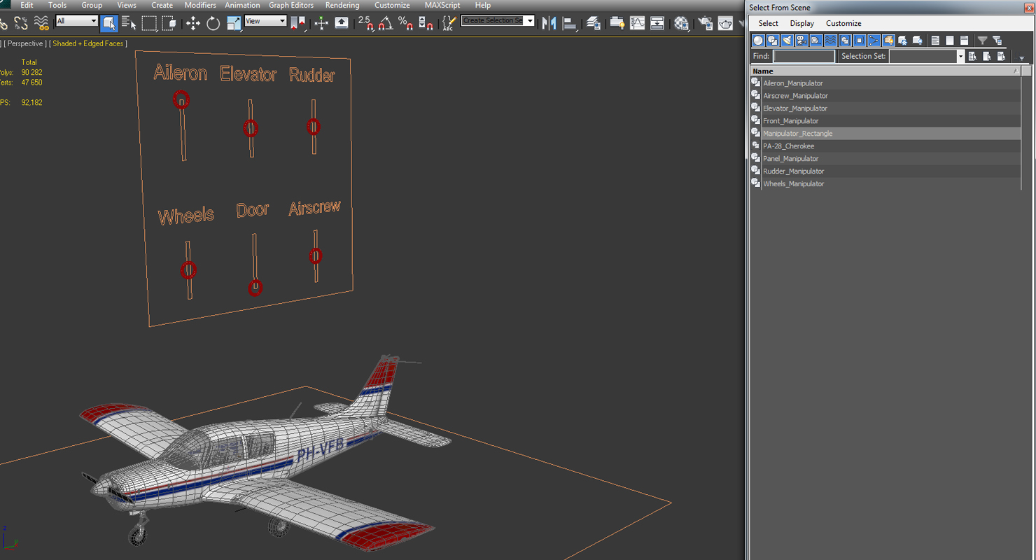 Private Aircraft Piper PA 28 Cherokee Rigged 3D model