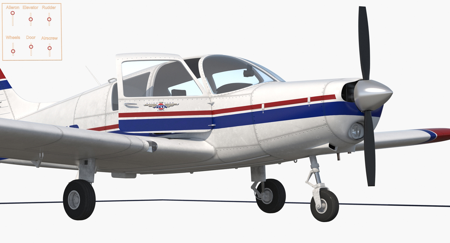 Private Aircraft Piper PA 28 Cherokee Rigged 3D model