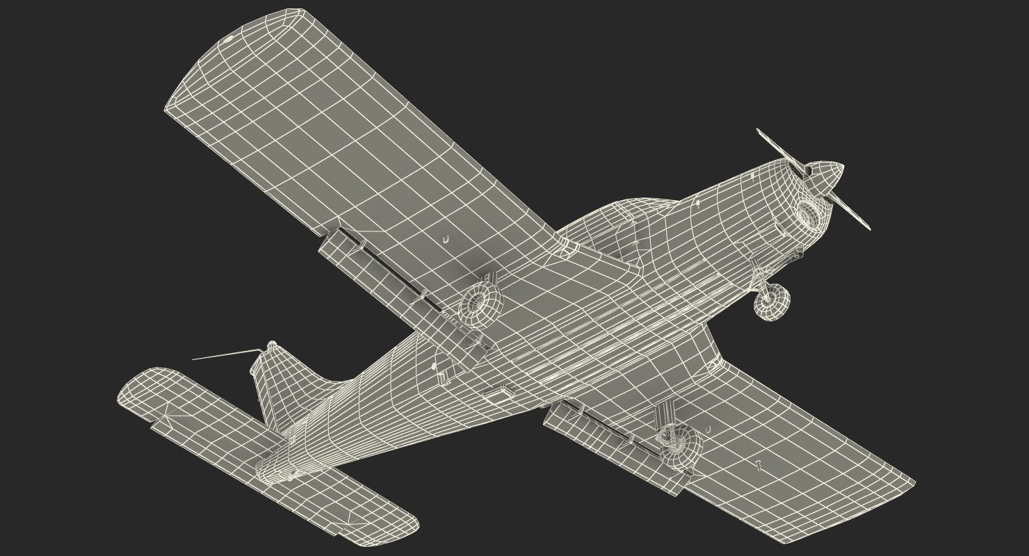 Private Aircraft Piper PA 28 Cherokee Rigged 3D model