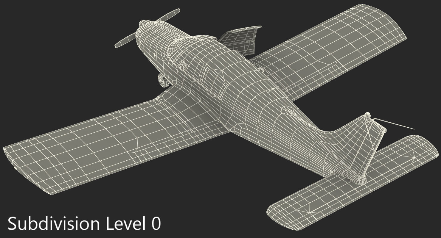 Private Aircraft Piper PA 28 Cherokee Rigged 3D model