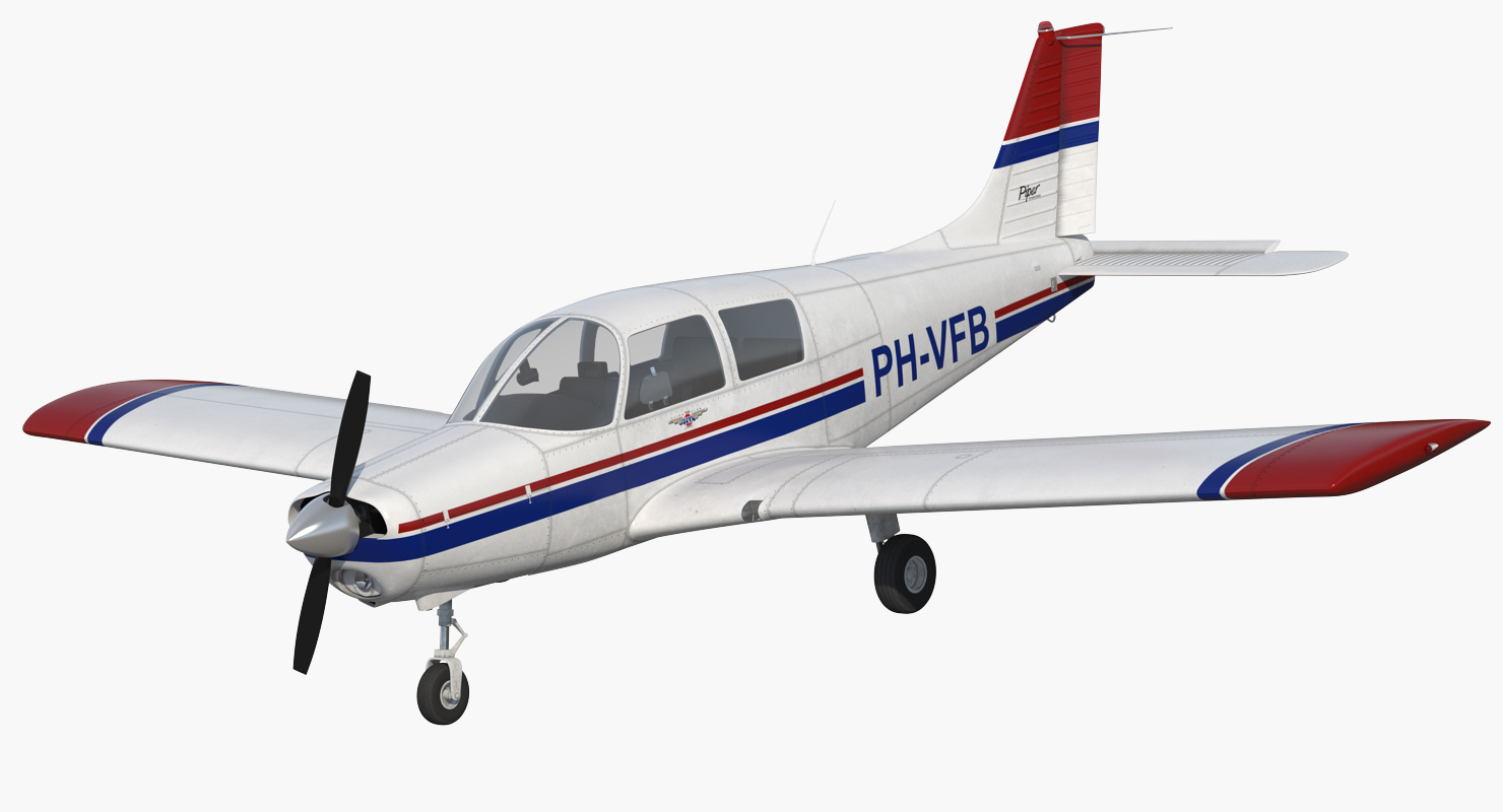Private Aircraft Piper PA 28 Cherokee Rigged 3D model