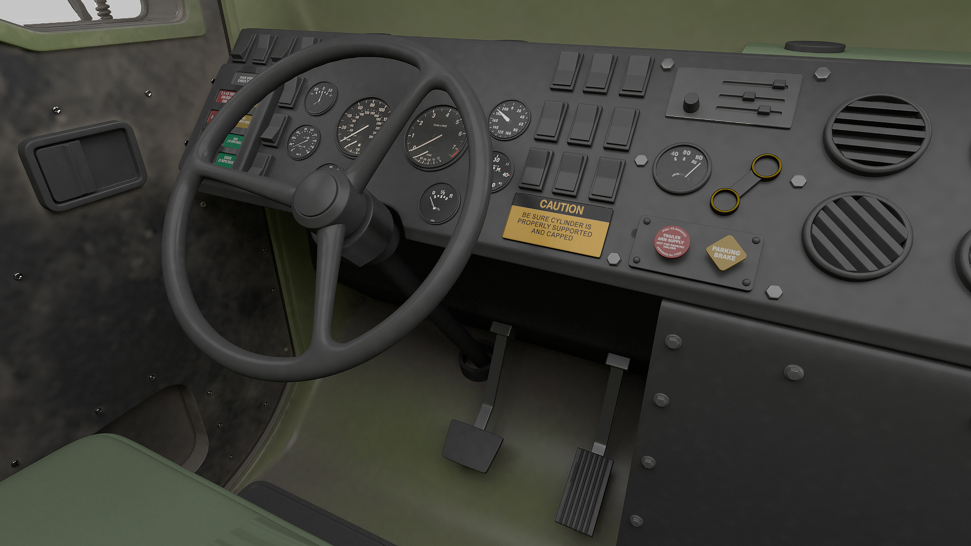 Military Medium Cargo Truck 6x6 with Tent Dusty 3D