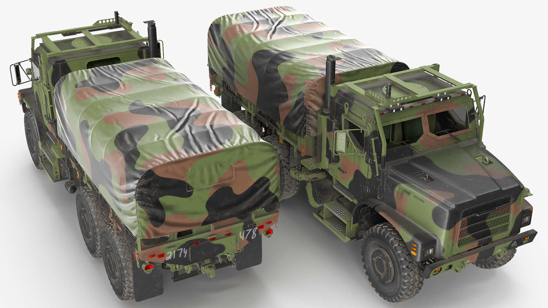 Military Medium Cargo Truck 6x6 with Tent Dusty 3D