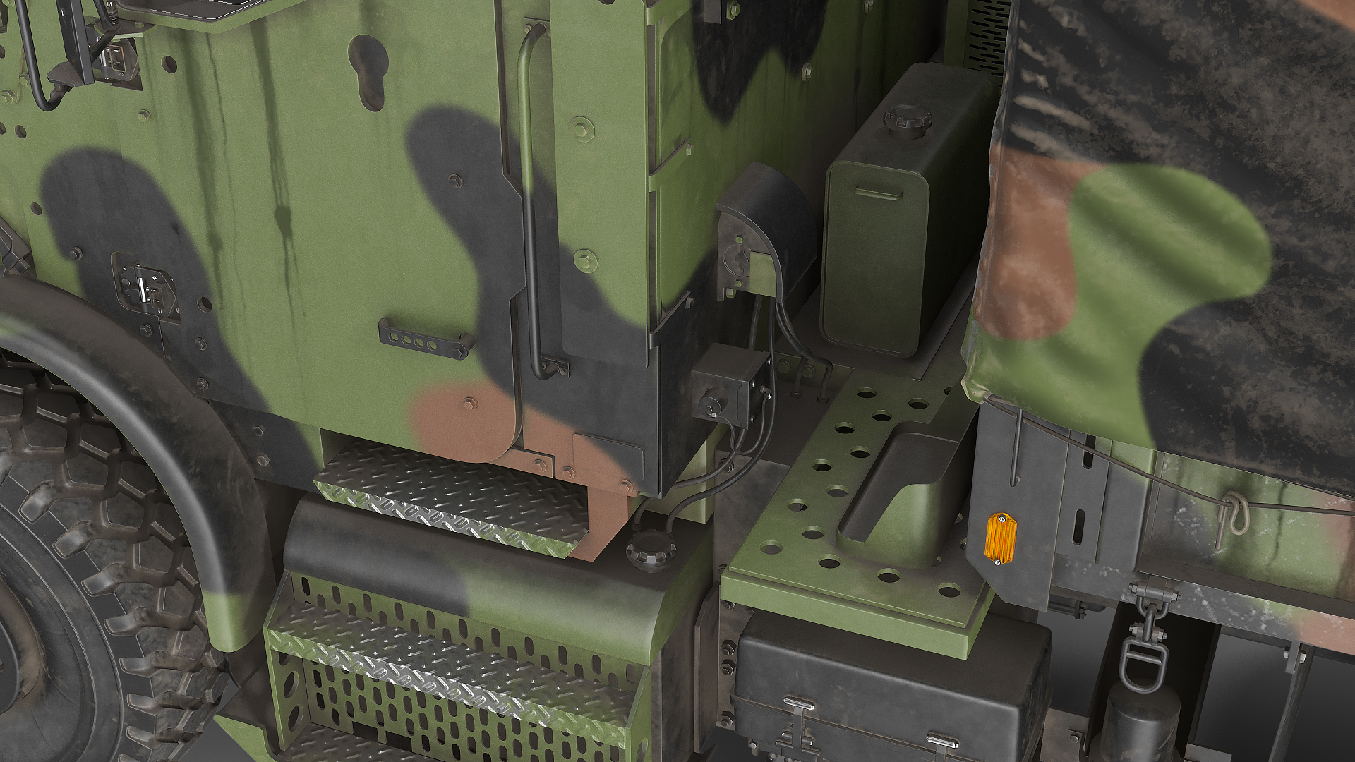Military Medium Cargo Truck 6x6 with Tent Dusty 3D