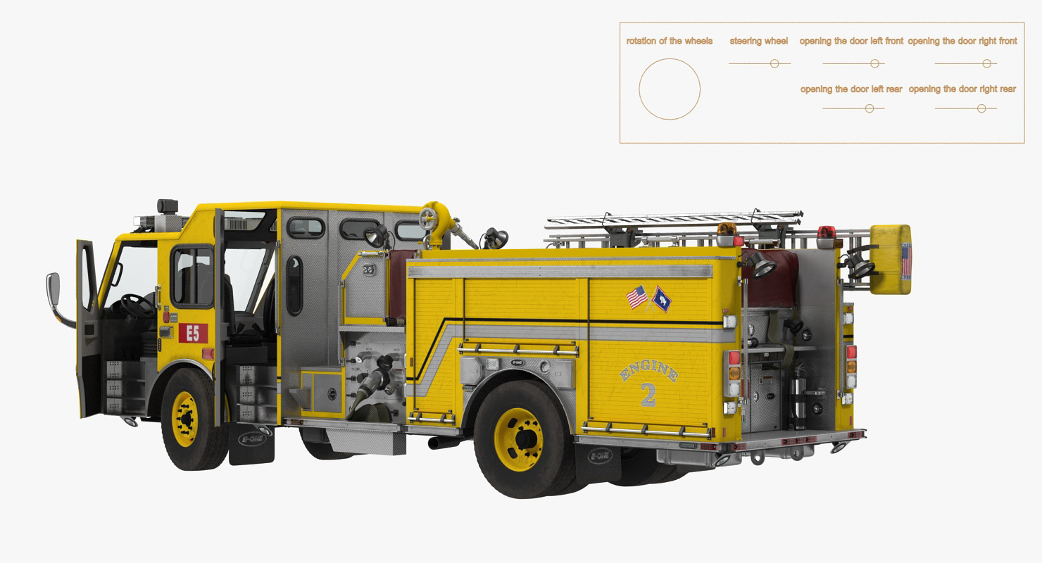 3D Fire Apparatus E One Quest Wyoming Rigged