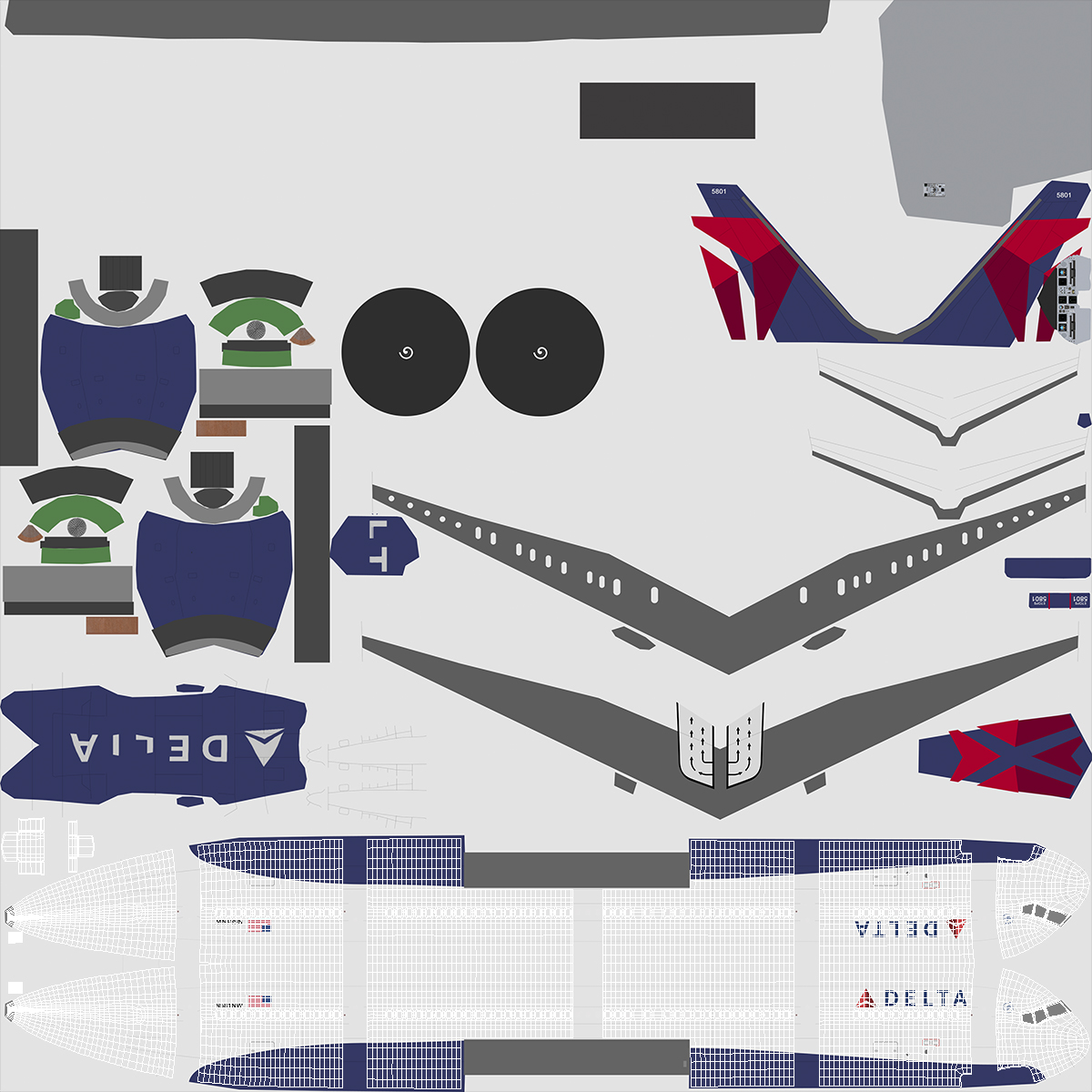 3D Boeing 757 300 with Interior and Cockpit Delta Air Lines Rigged model
