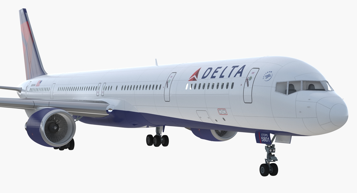 3D Boeing 757 300 with Interior and Cockpit Delta Air Lines Rigged model