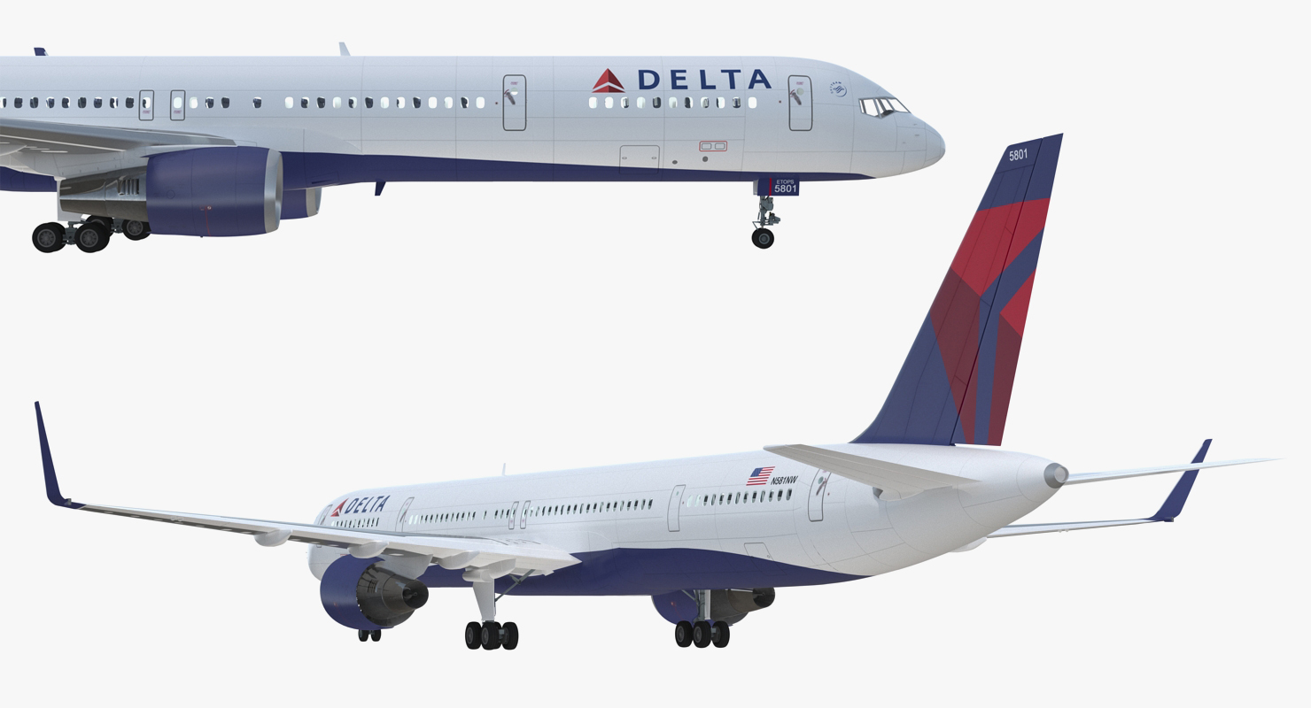 3D Boeing 757 300 with Interior and Cockpit Delta Air Lines Rigged model