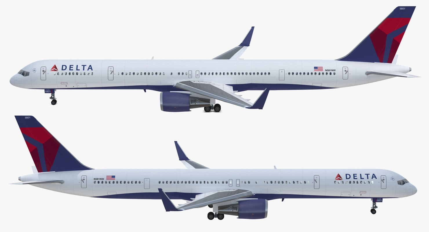 3D Boeing 757 300 with Interior and Cockpit Delta Air Lines Rigged model