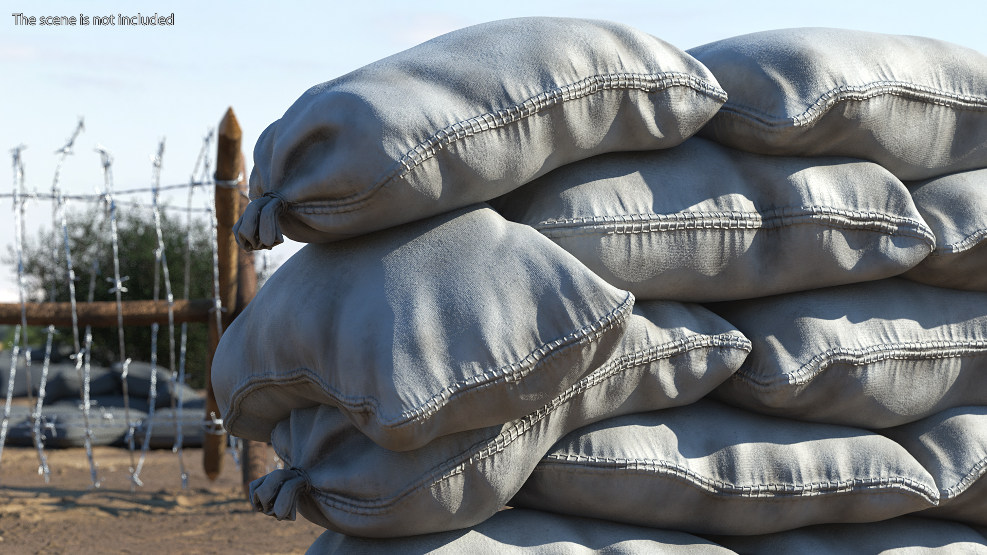 Polypropylene Sandbag Barricade Dirty 3D