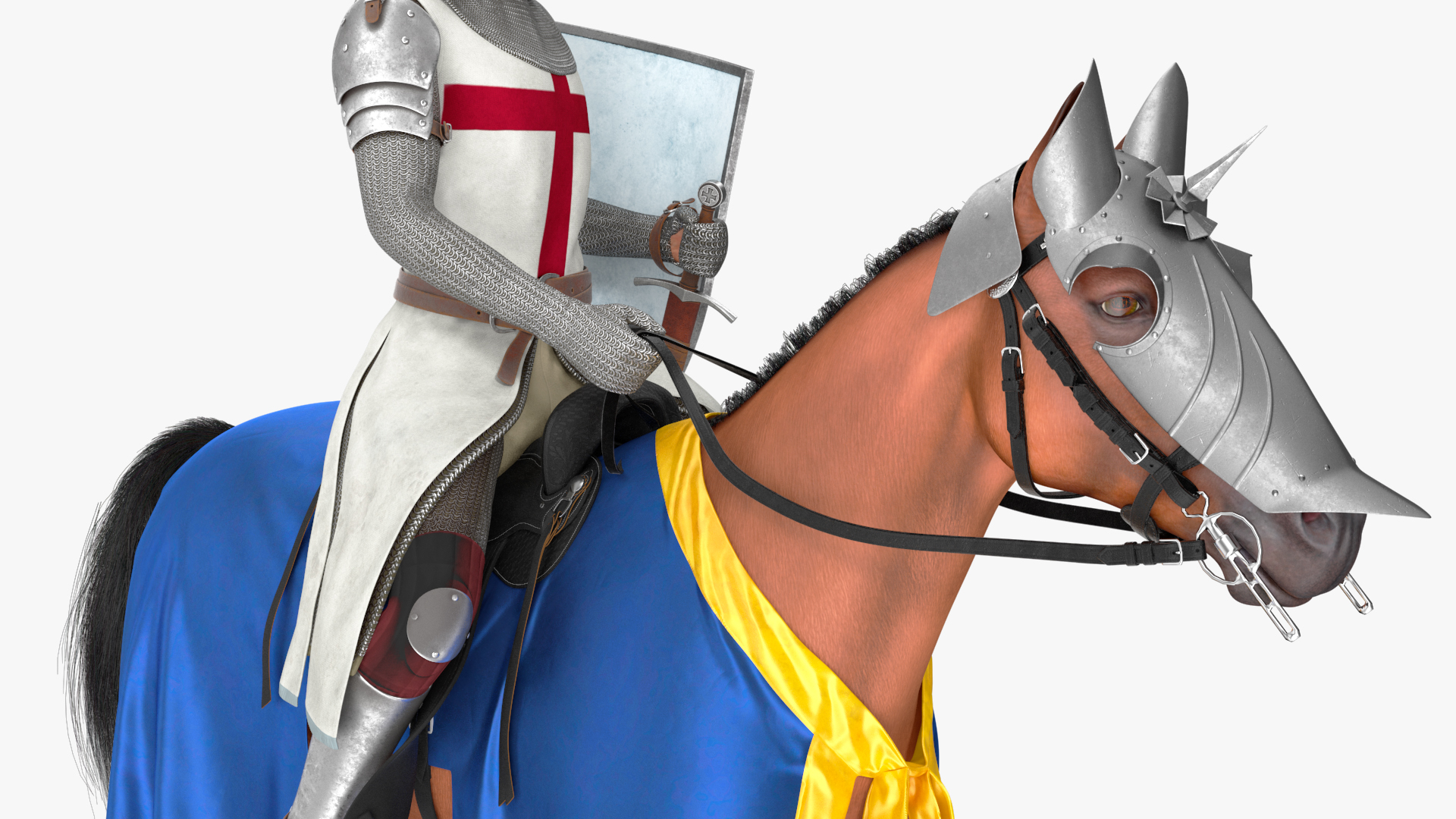 3D model Knight Horse Blanket with Rider Fur