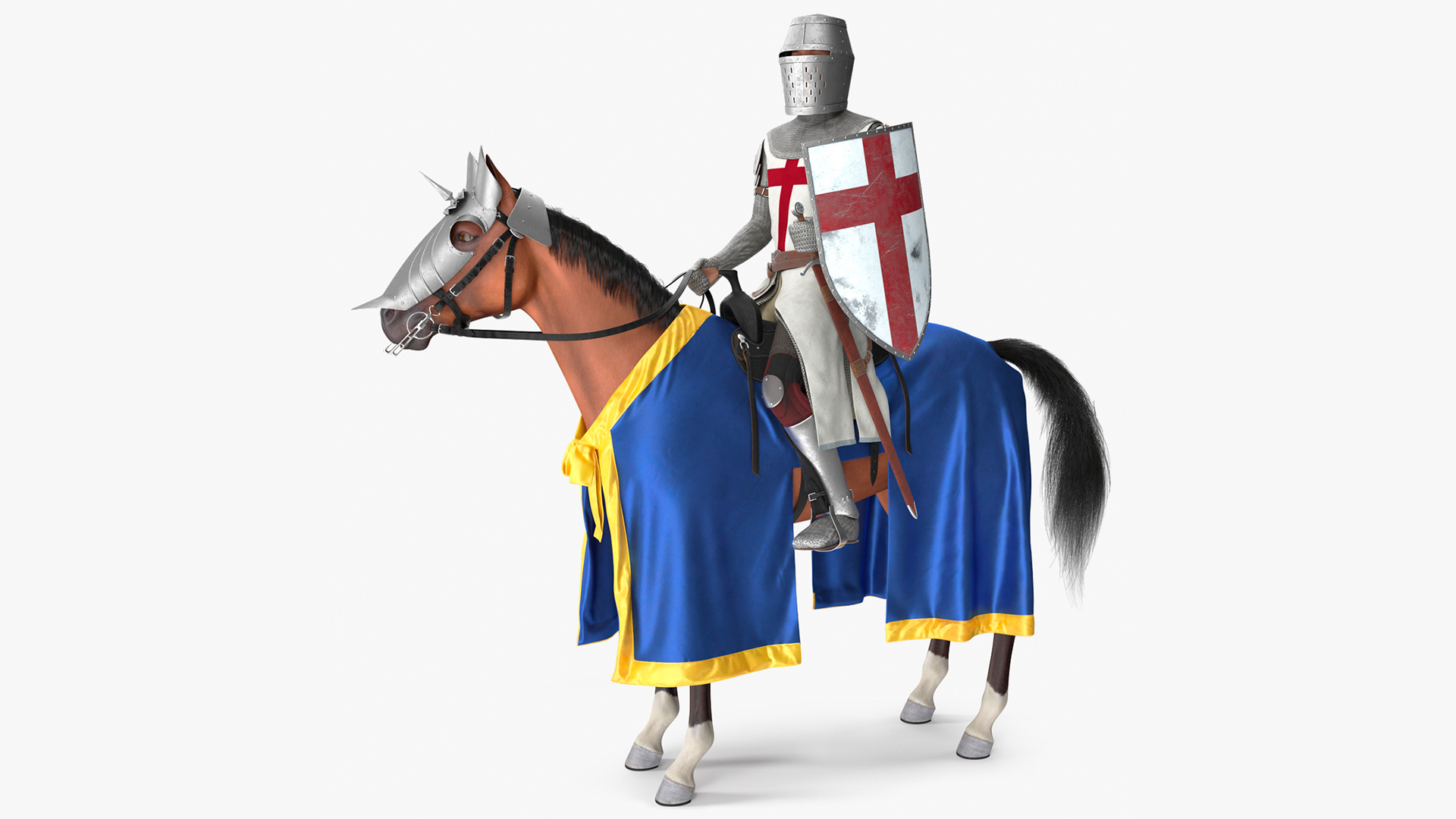 3D model Knight Horse Blanket with Rider Fur