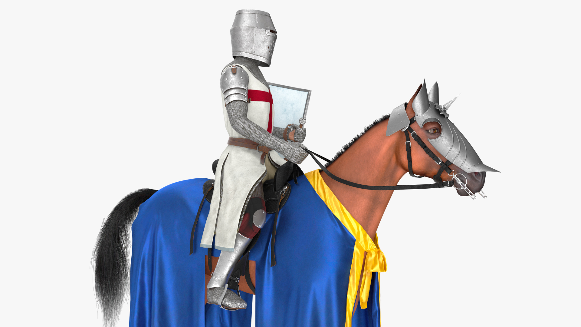 3D model Knight Horse Blanket with Rider Fur