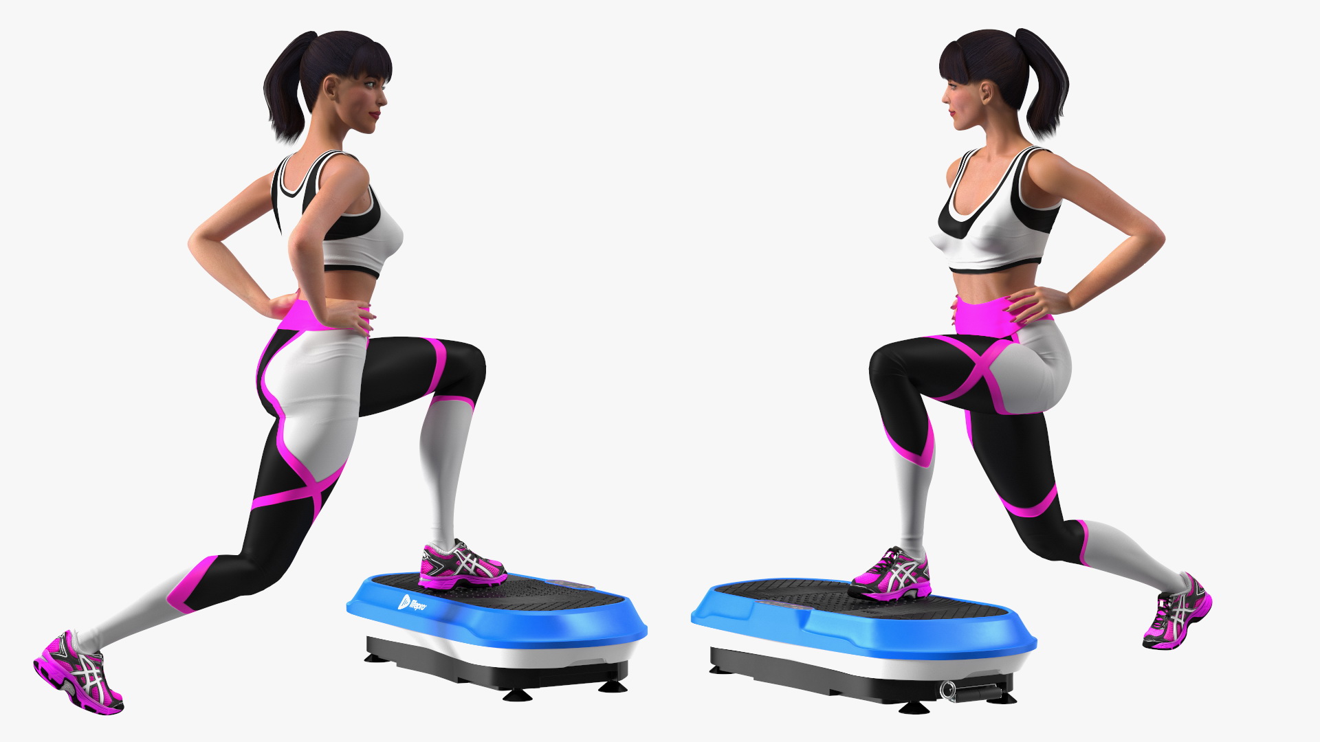 Woman With Fitness Vibration Platform 3D