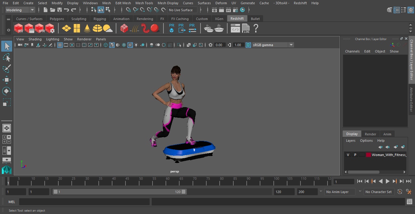 Woman With Fitness Vibration Platform 3D