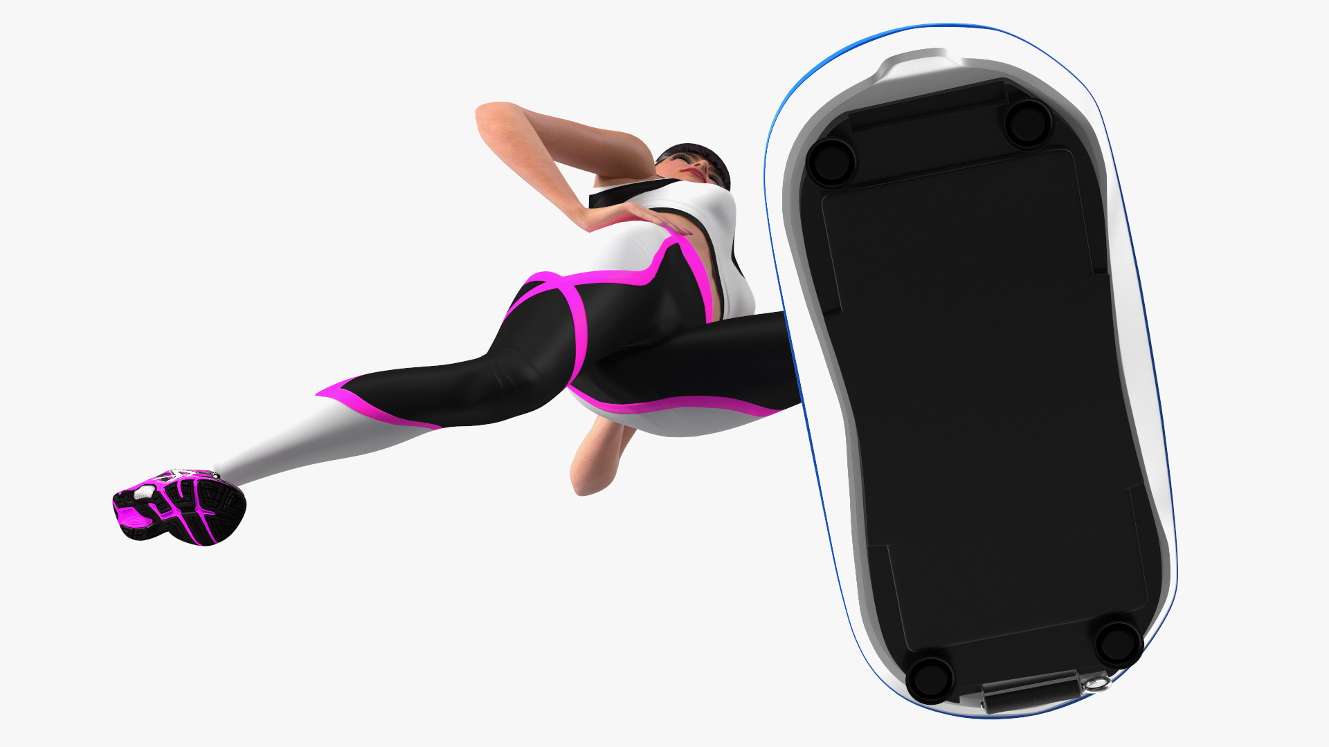 Woman With Fitness Vibration Platform 3D