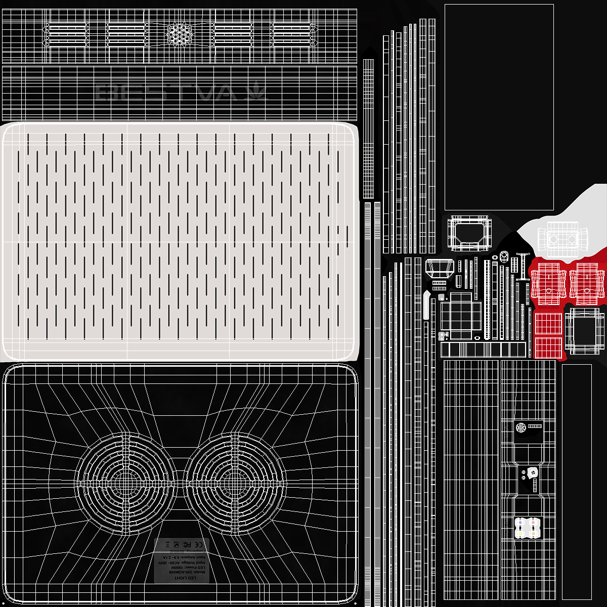 Bestva 1000W Led Grow Light Switched On 3D model