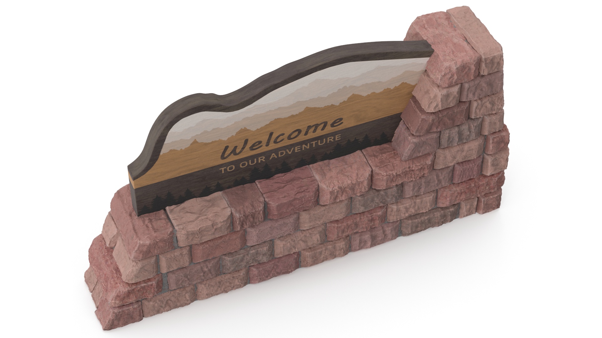 3D Park Entry Stone Marker model