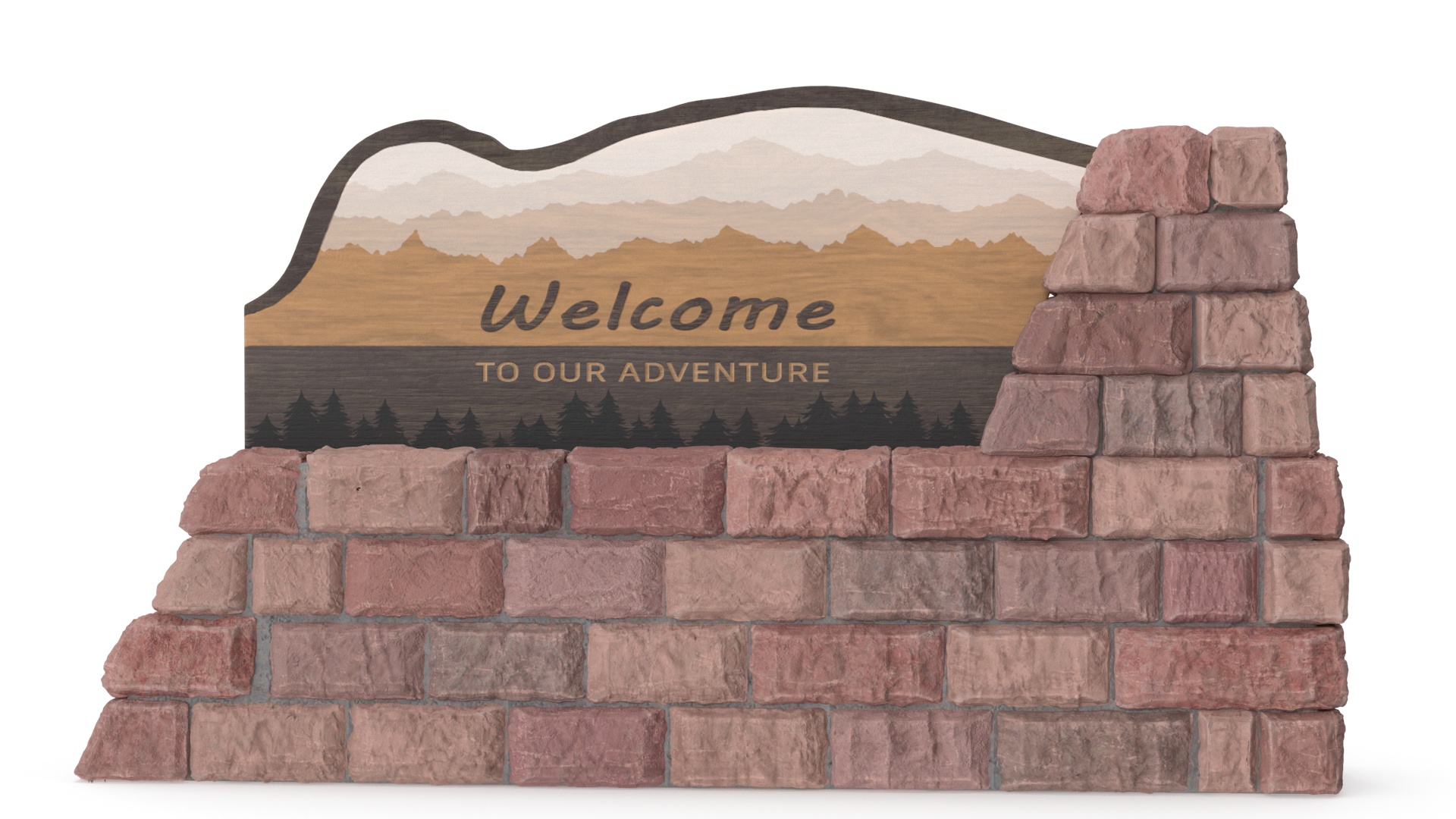 3D Park Entry Stone Marker model