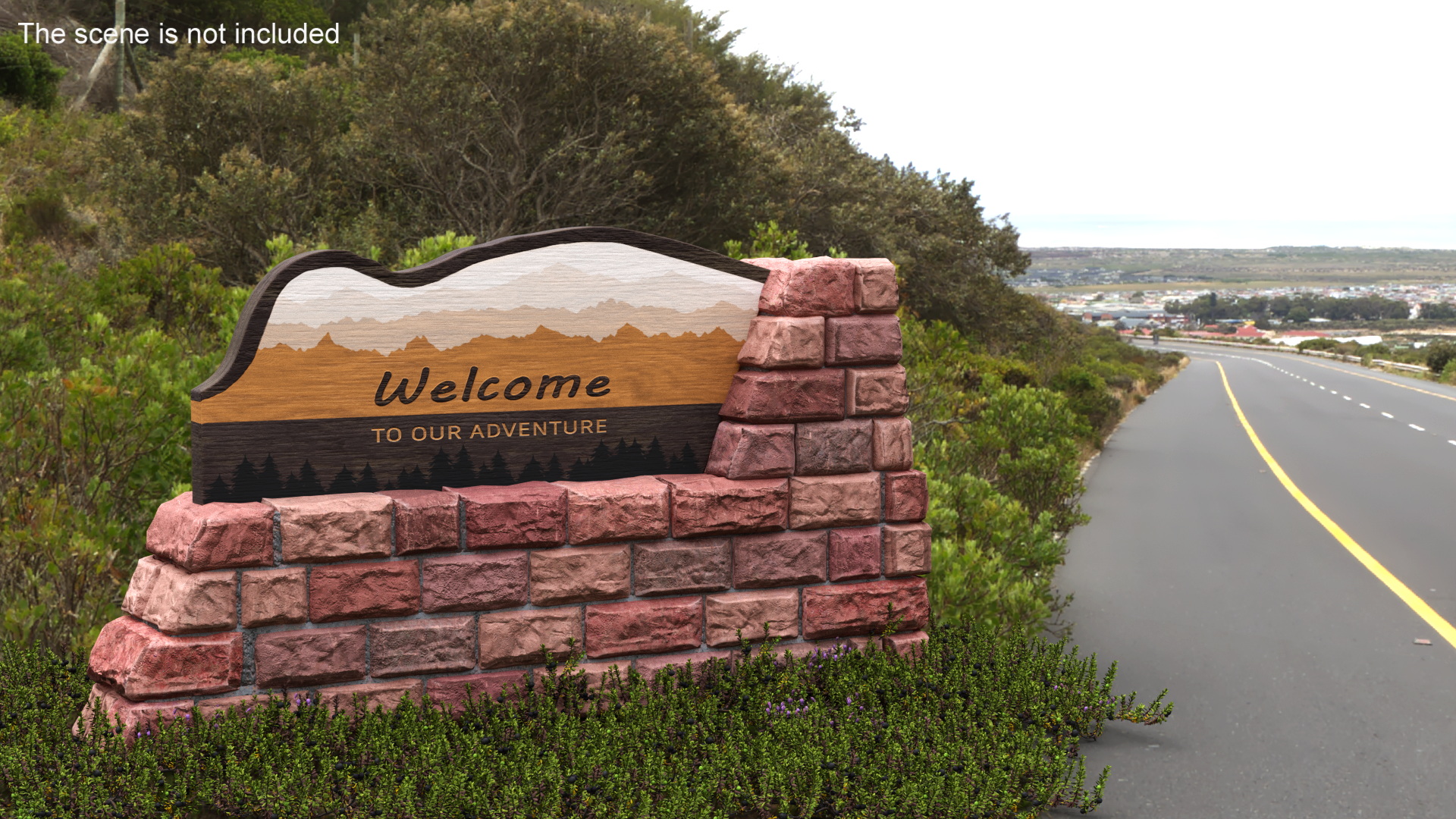 3D Park Entry Stone Marker model