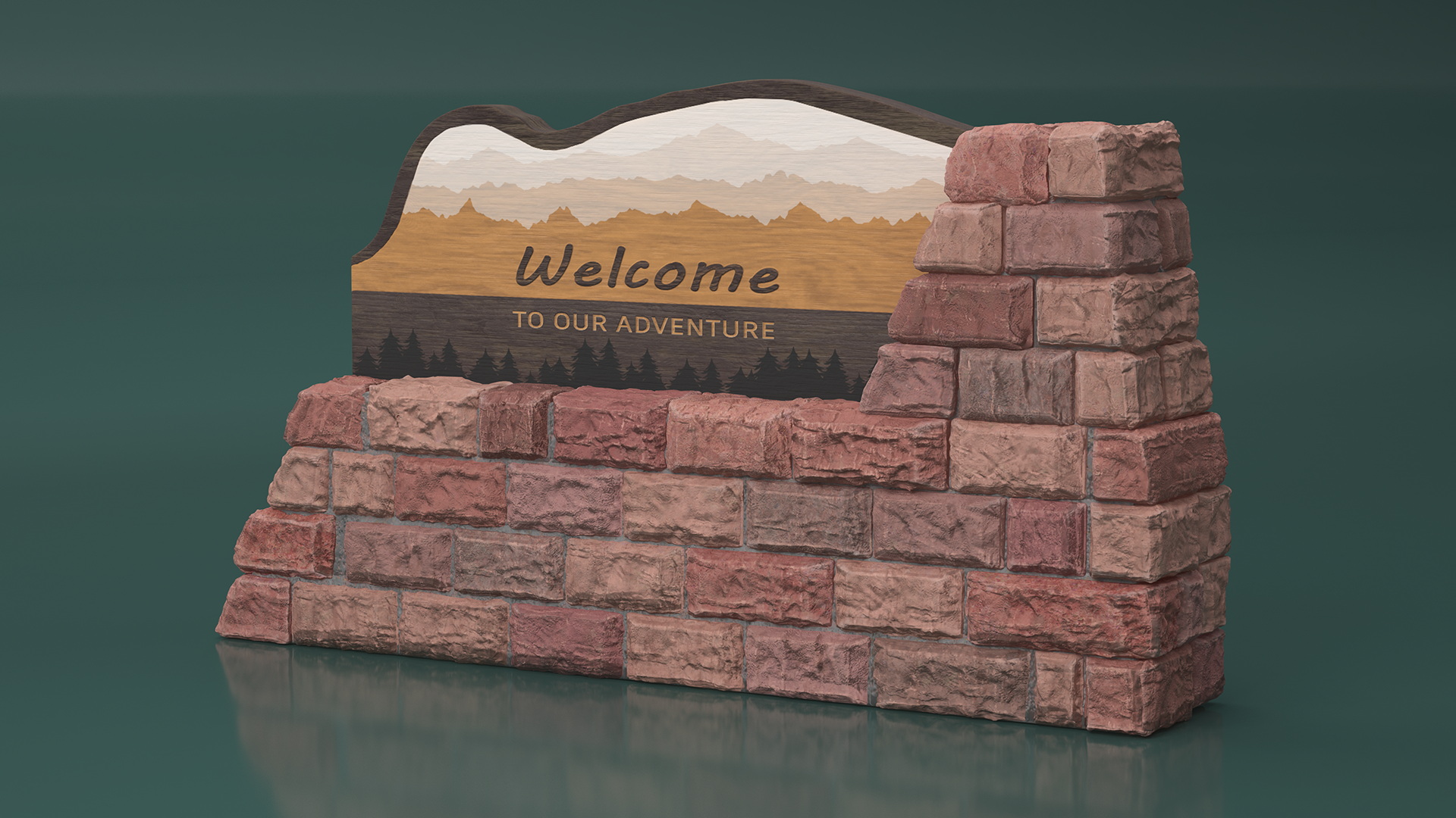 3D Park Entry Stone Marker model