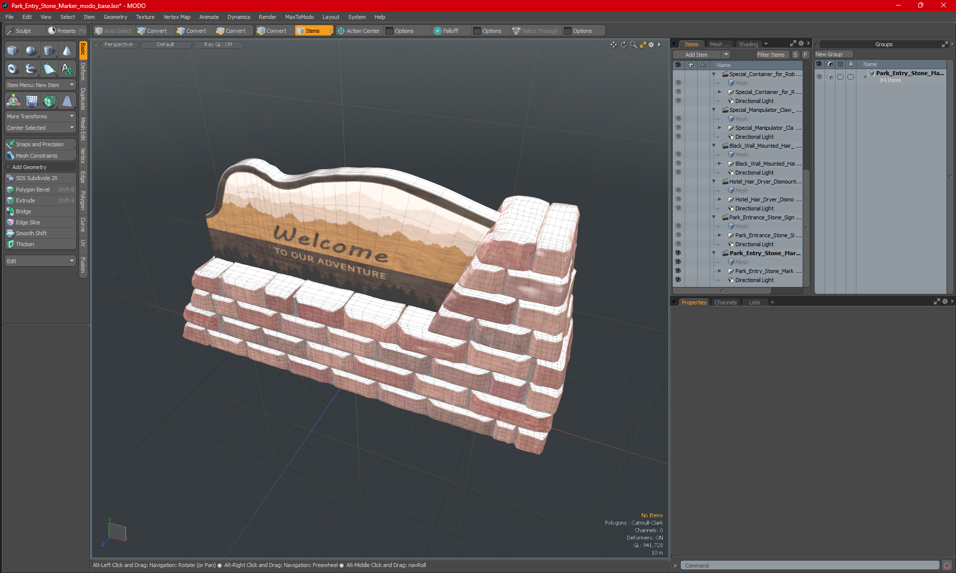 3D Park Entry Stone Marker model