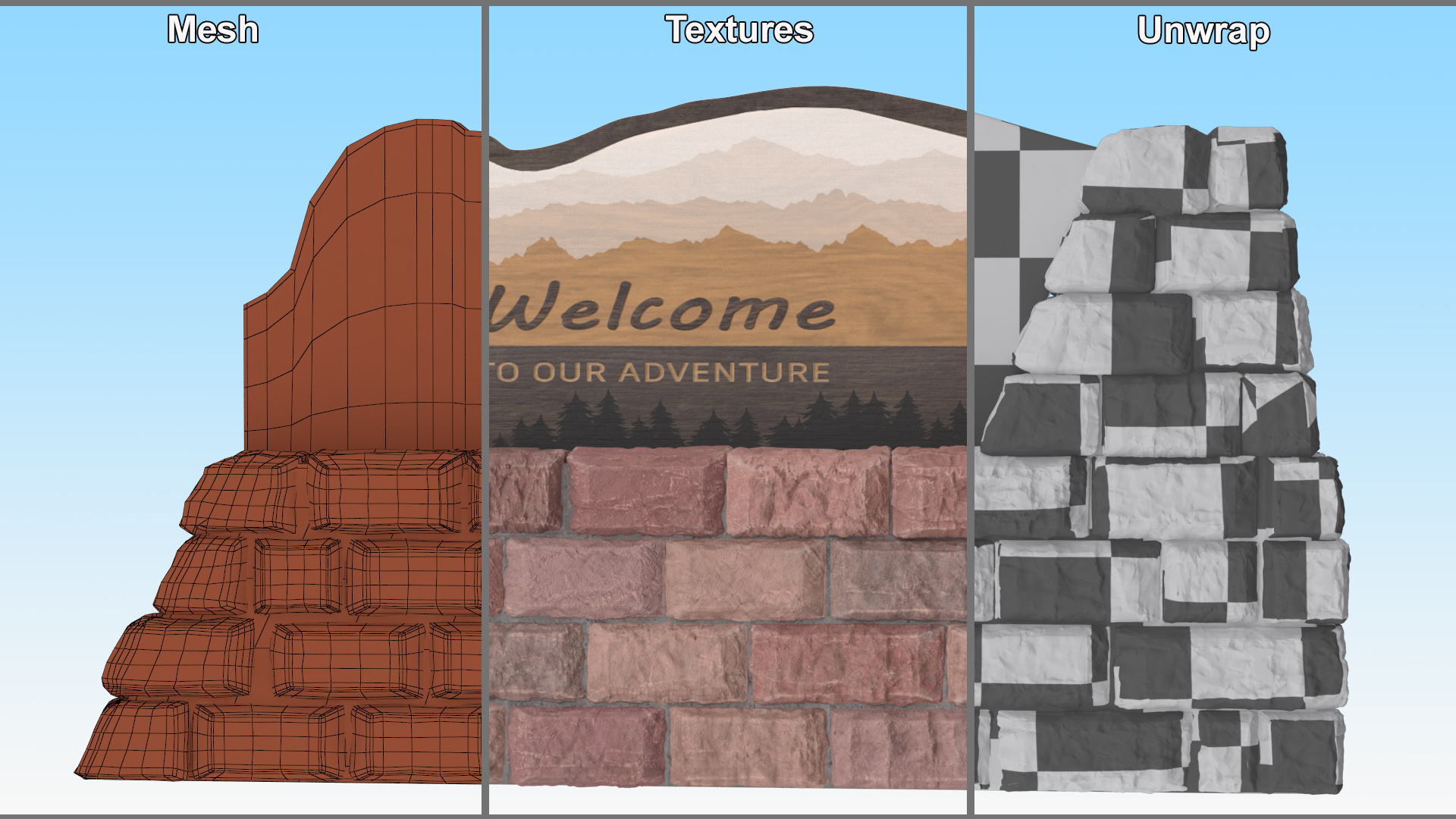 3D Park Entry Stone Marker model