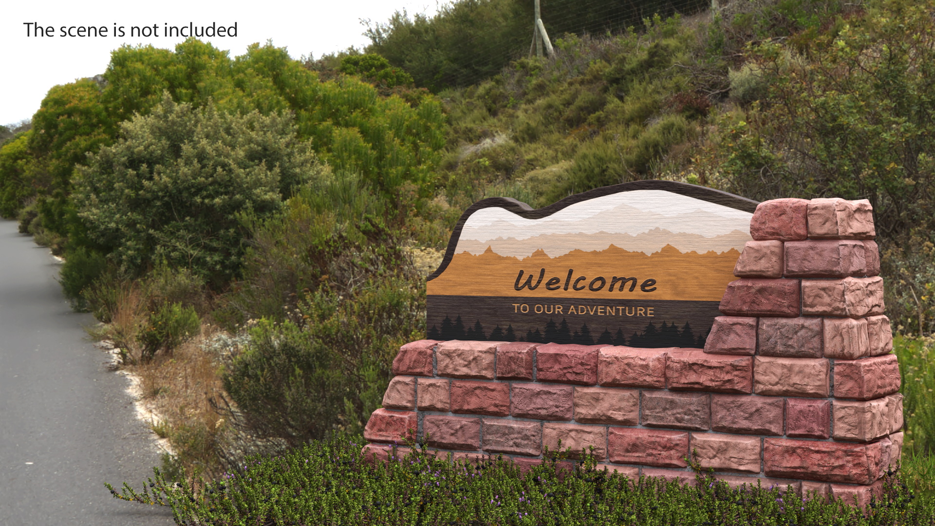 3D Park Entry Stone Marker model