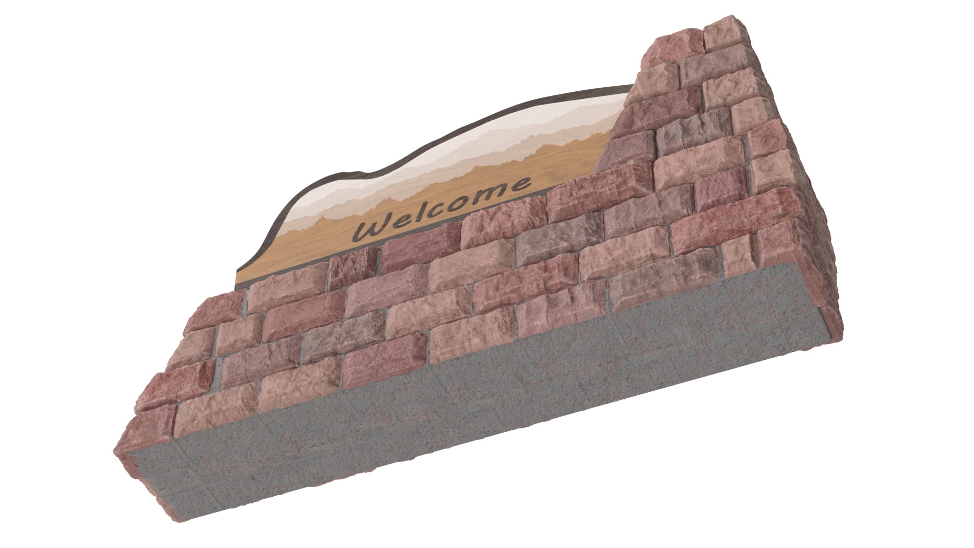 3D Park Entry Stone Marker model