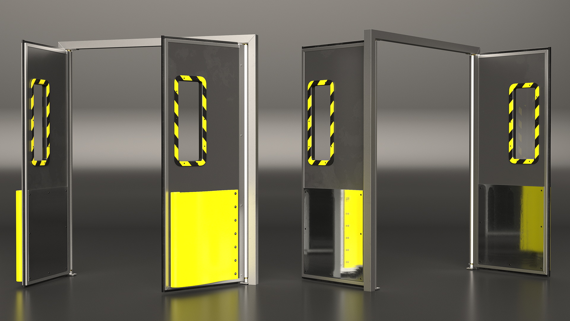 Yellow Swinging Doors for Supermarket 3D