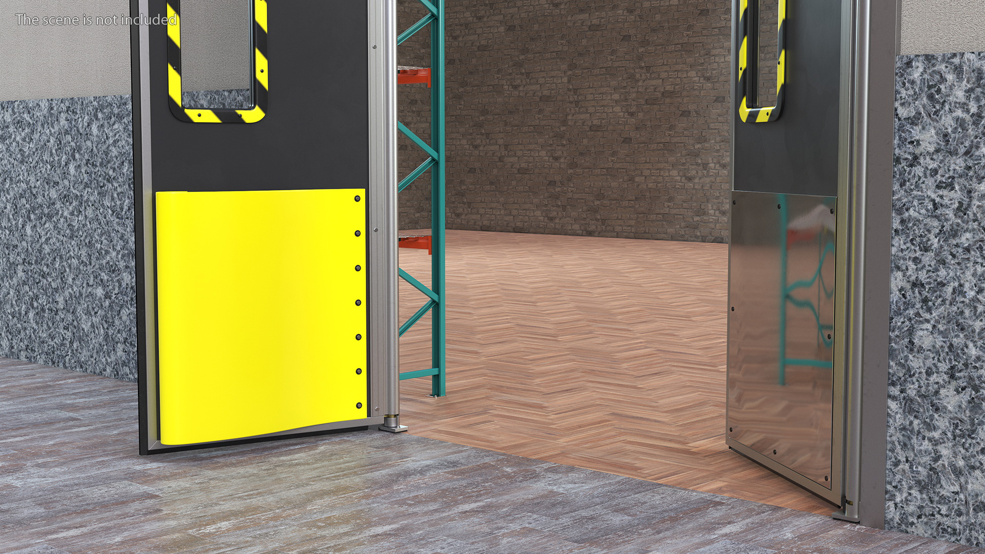 Yellow Swinging Doors for Supermarket 3D