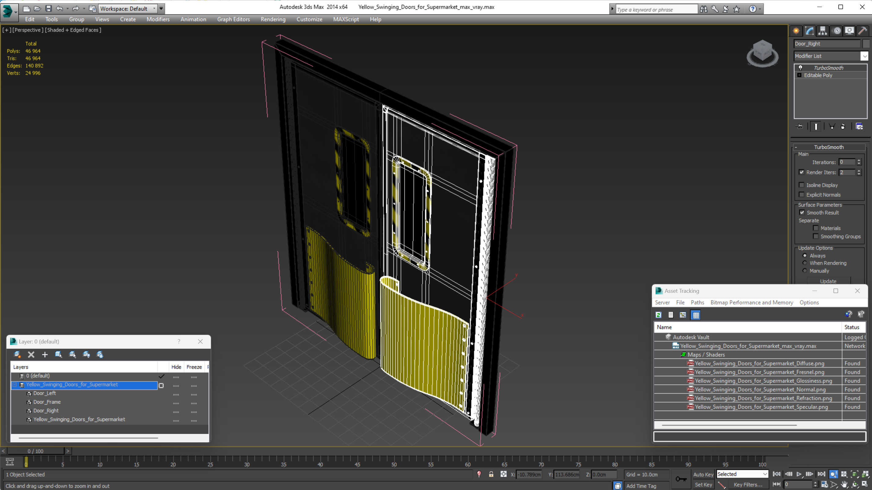 Yellow Swinging Doors for Supermarket 3D
