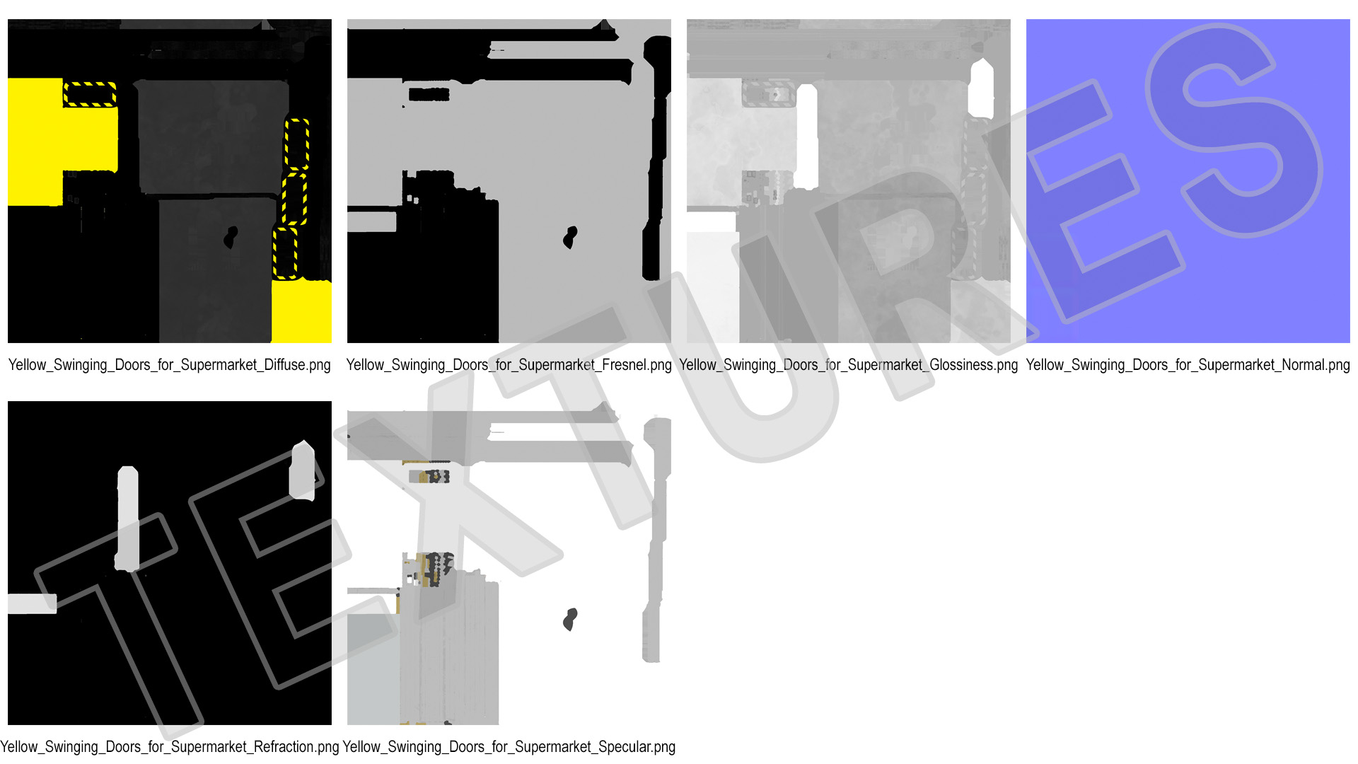 Yellow Swinging Doors for Supermarket 3D