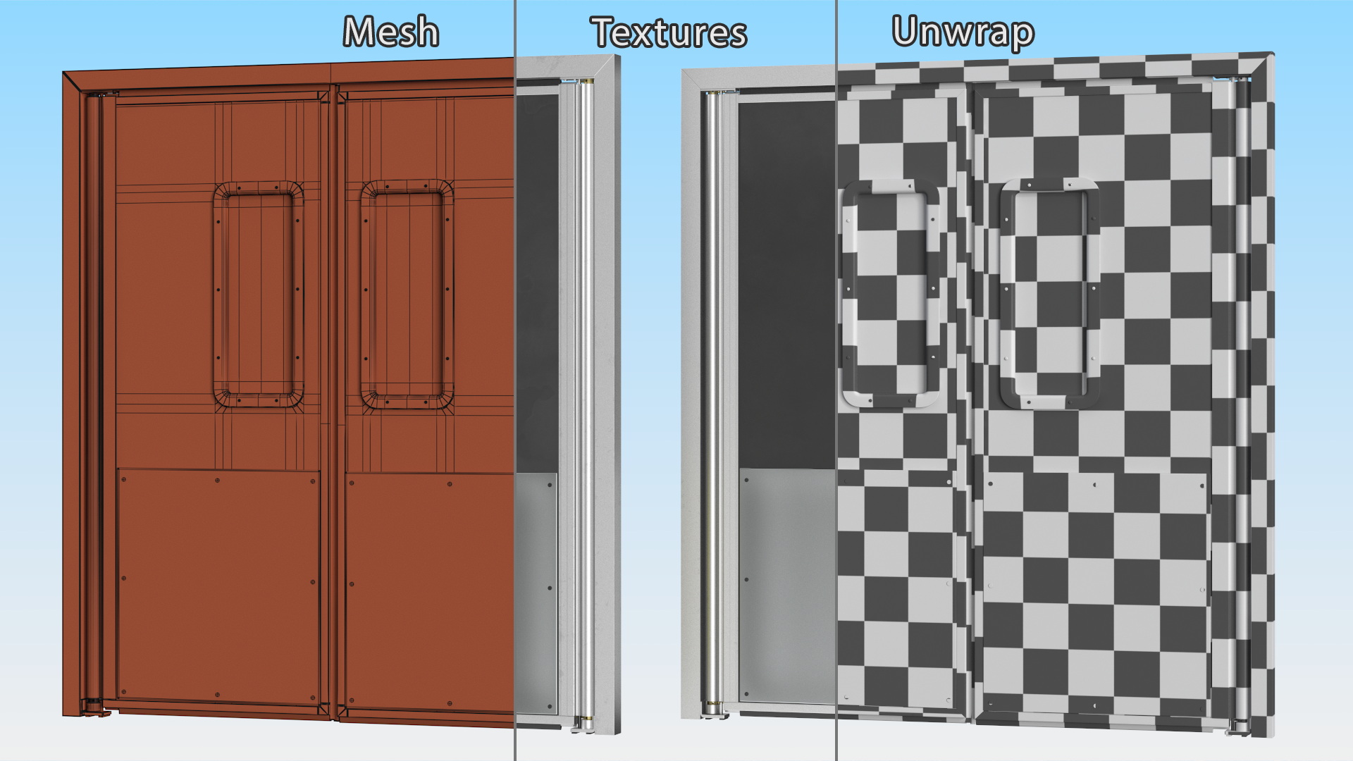 Yellow Swinging Doors for Supermarket 3D