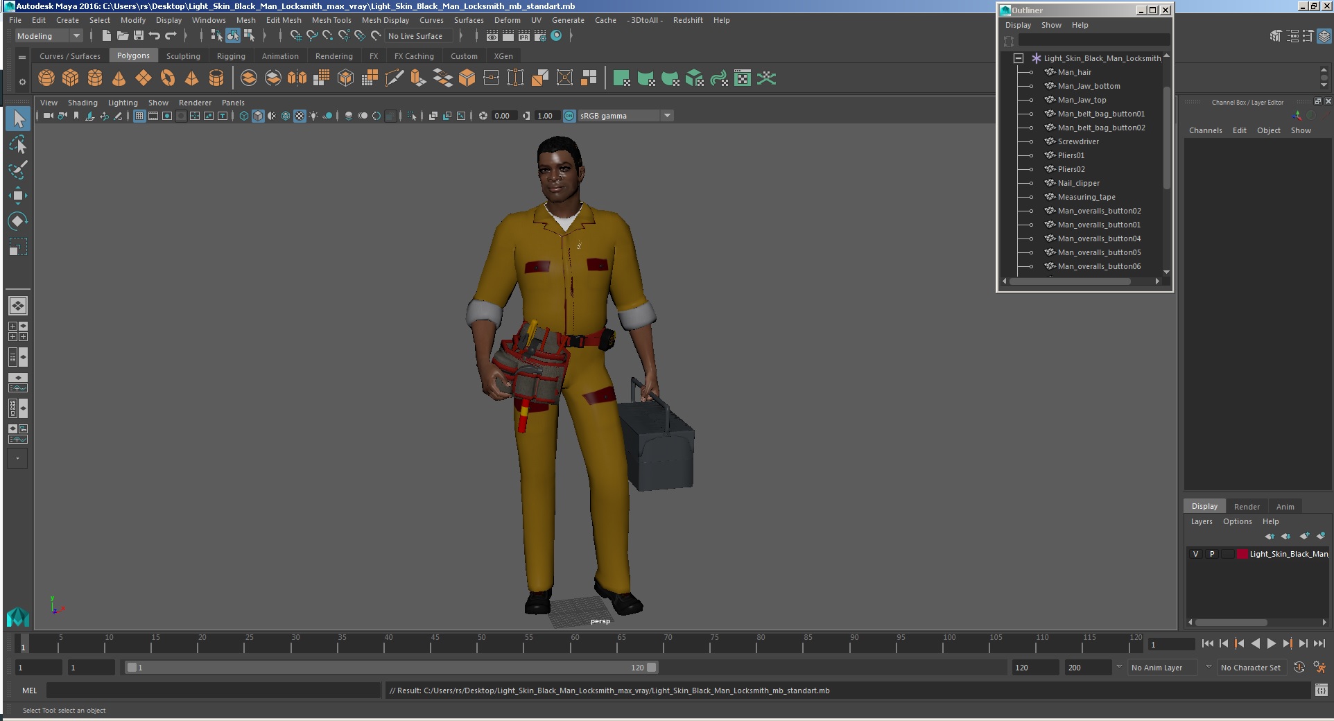 3D model Light Skin Black Man Locksmith