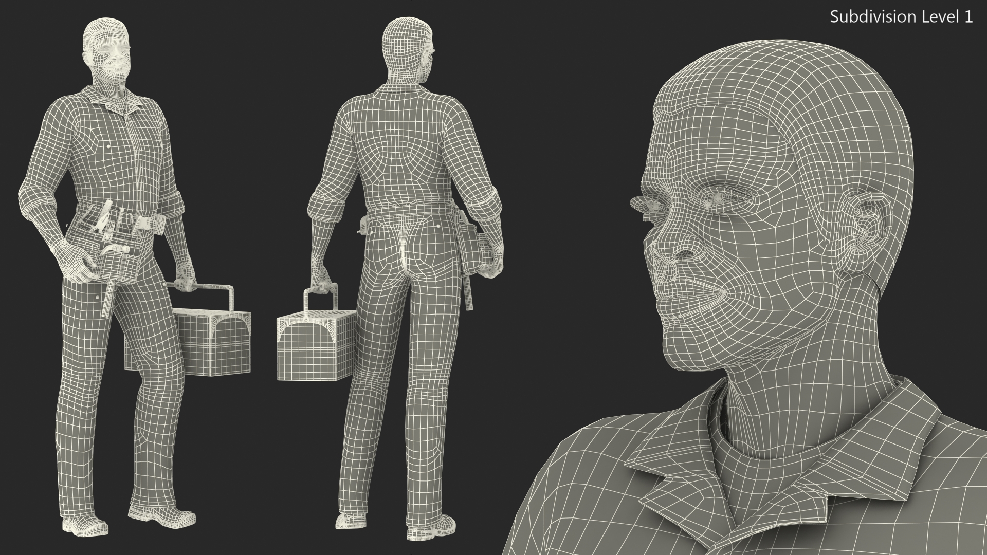 3D model Light Skin Black Man Locksmith
