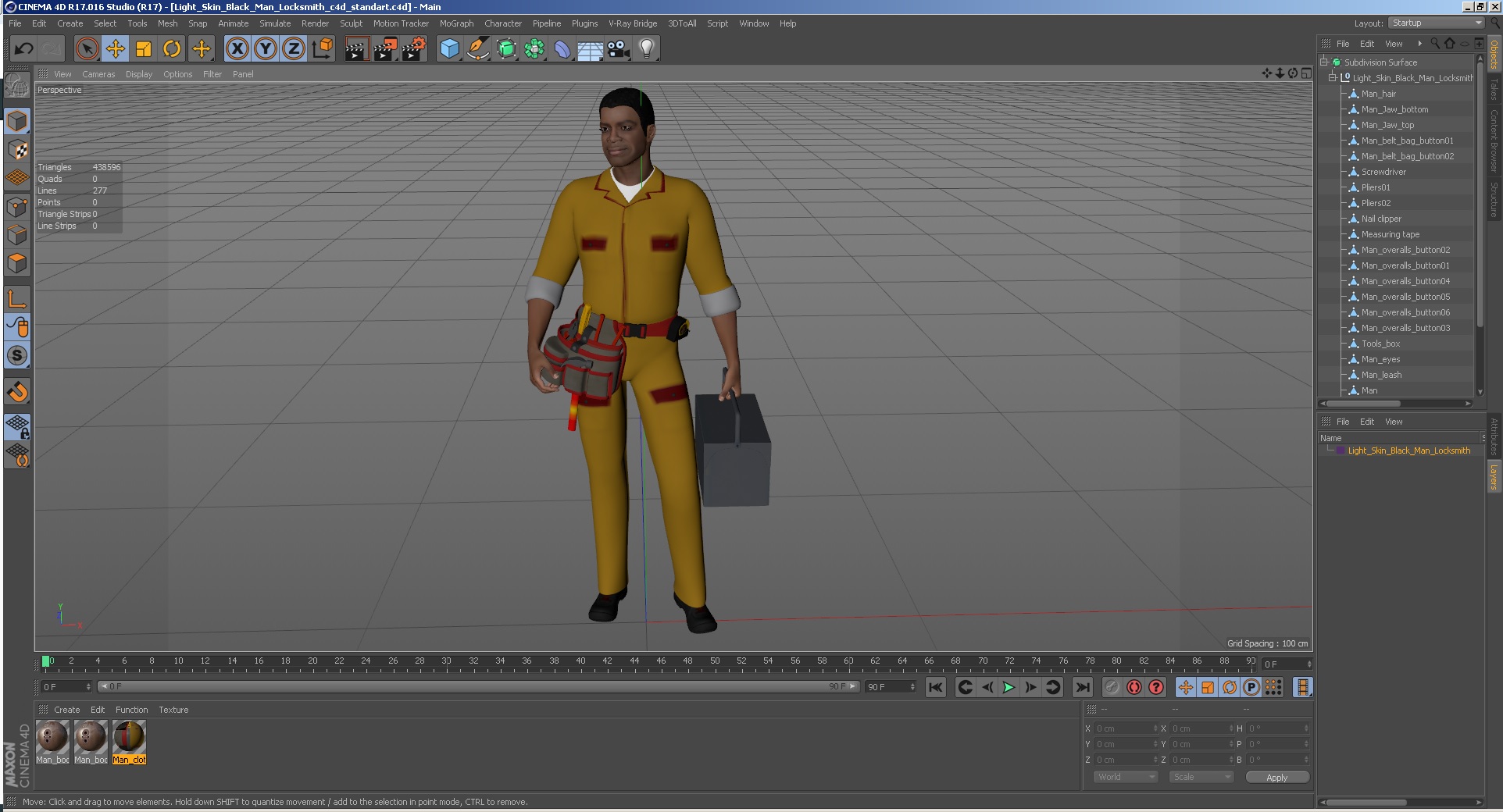 3D model Light Skin Black Man Locksmith