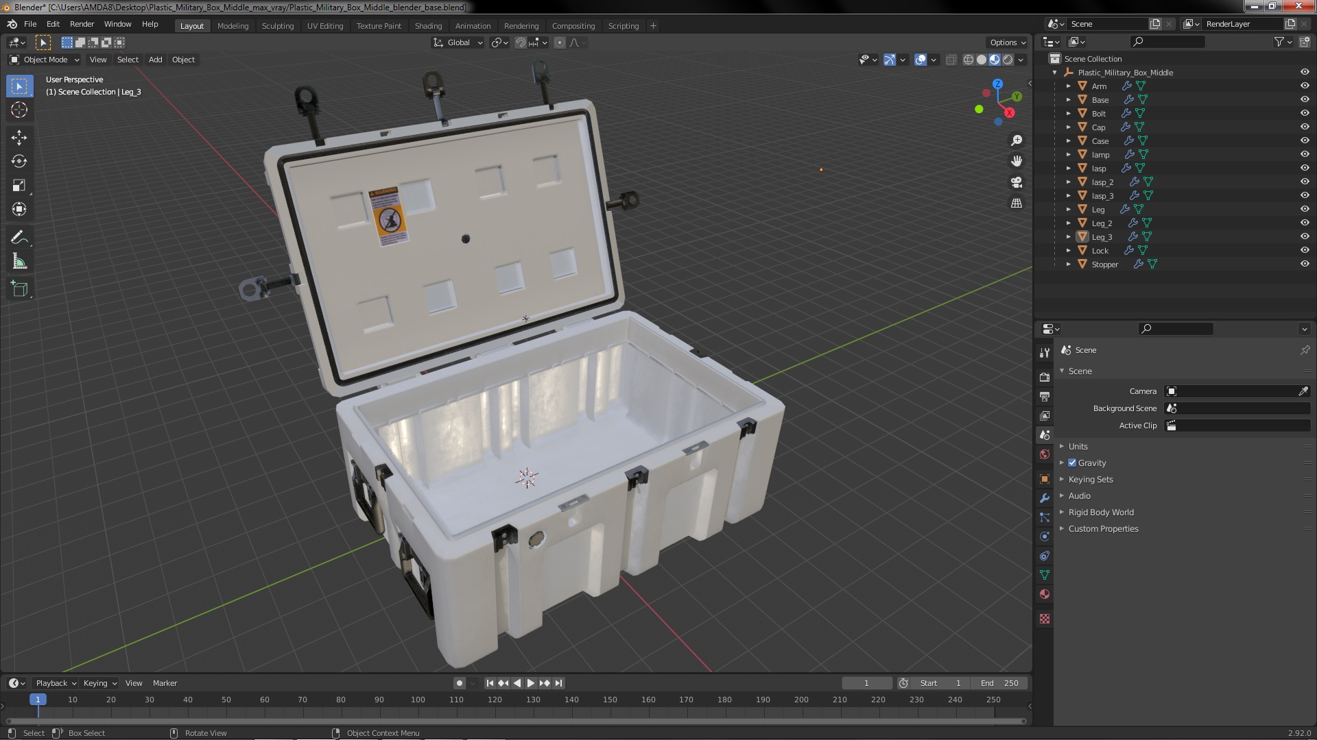 Plastic Military Box Middle 3D