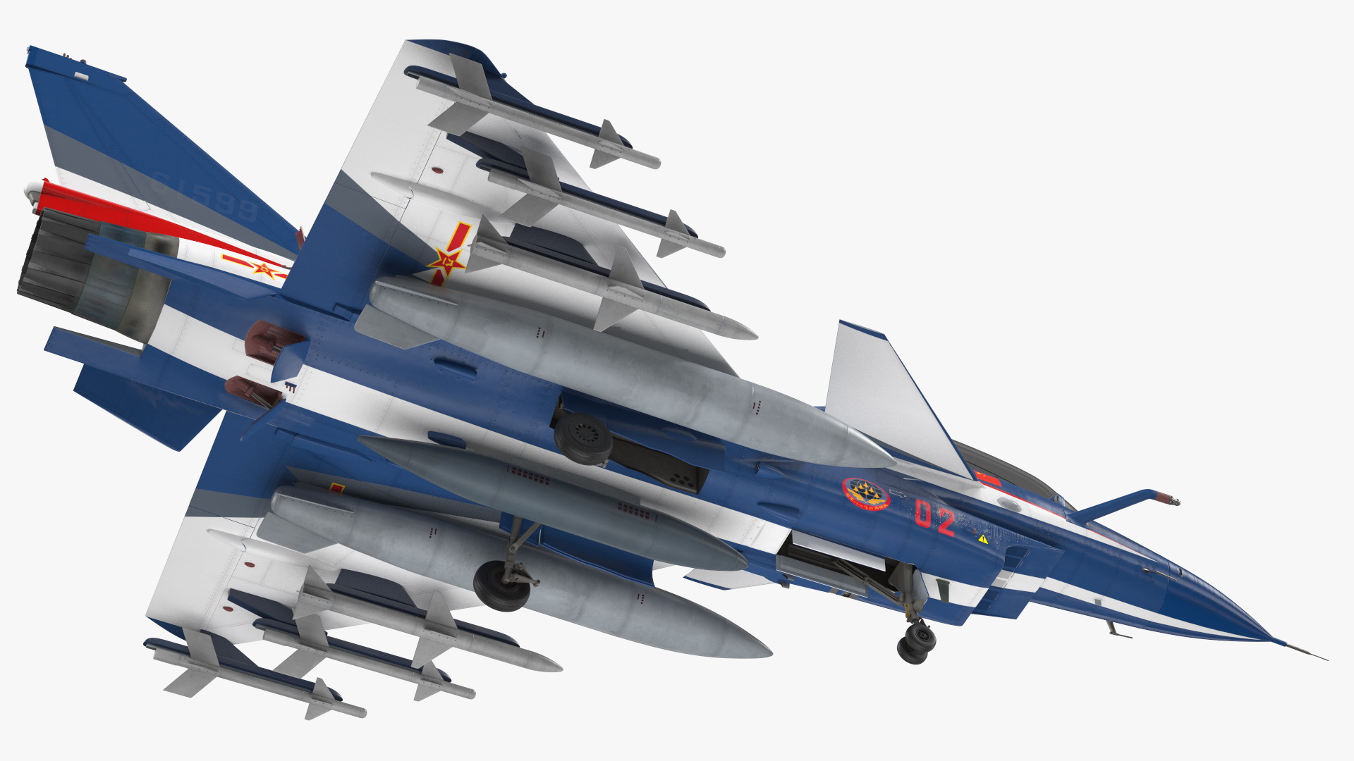 3D model Chengdu J10 S Aerobatic Team Tandem Seated Armed Rigged