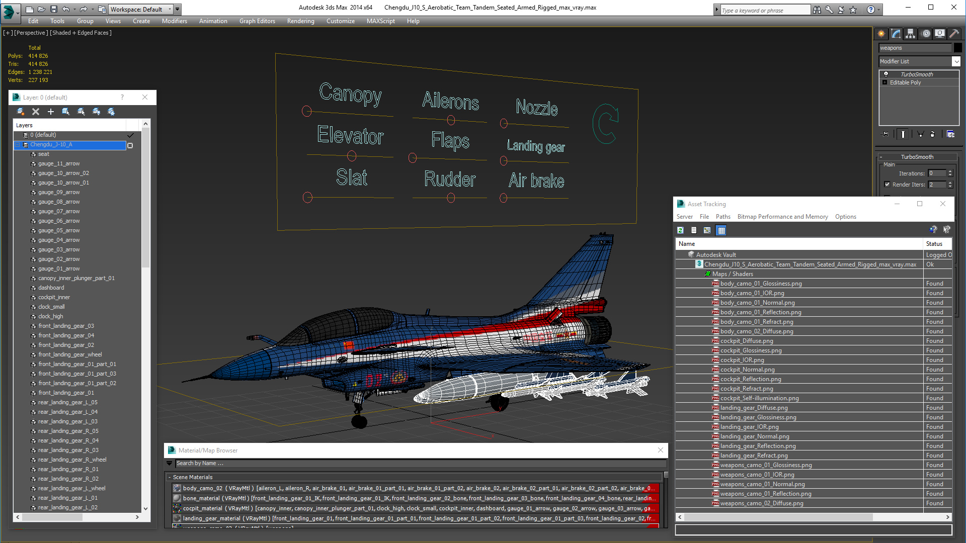 3D model Chengdu J10 S Aerobatic Team Tandem Seated Armed Rigged