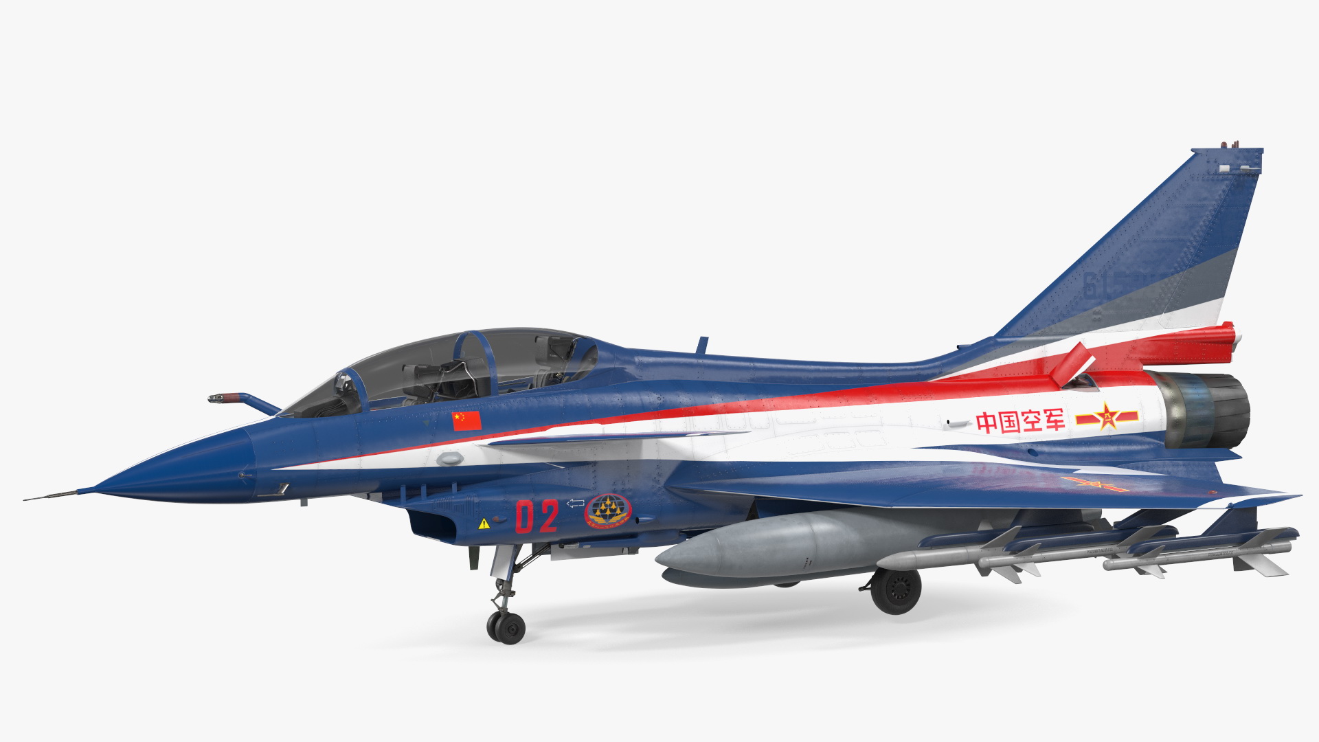 3D model Chengdu J10 S Aerobatic Team Tandem Seated Armed Rigged