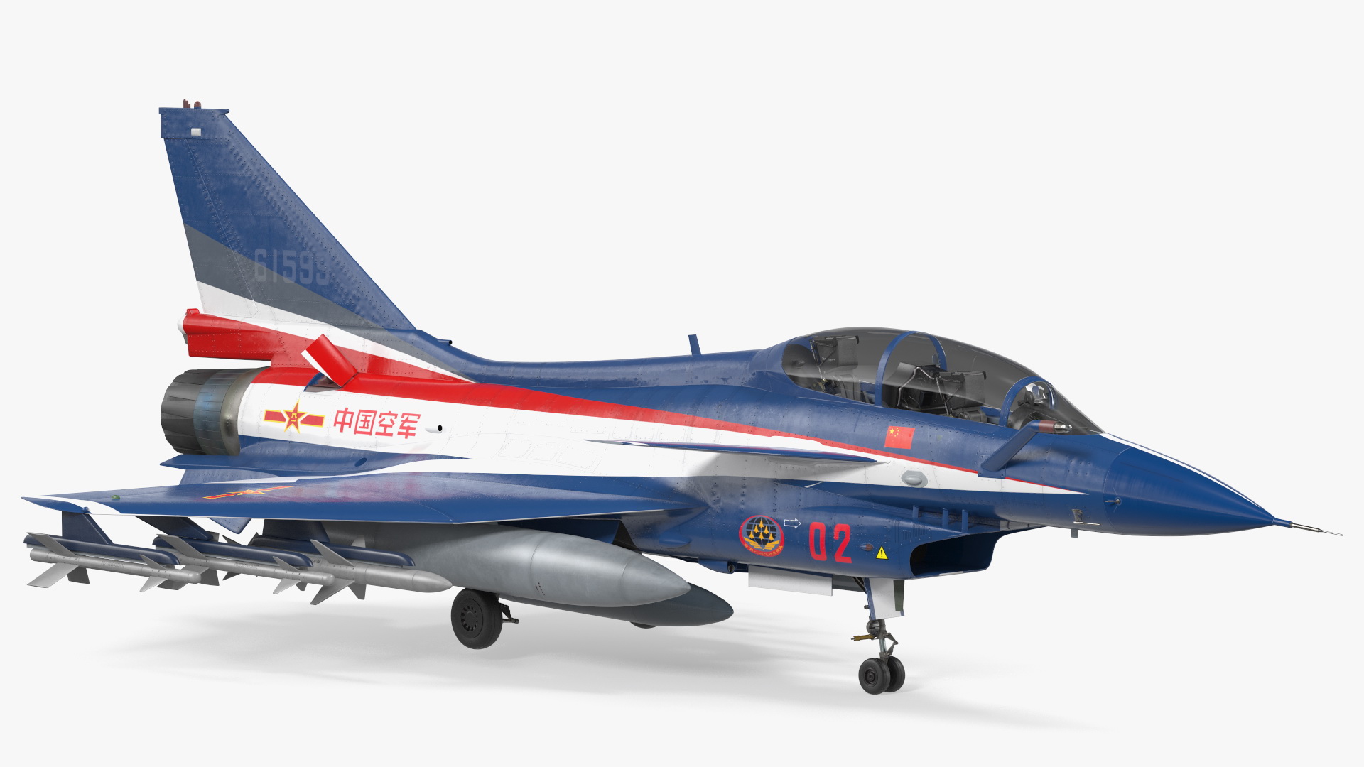 3D model Chengdu J10 S Aerobatic Team Tandem Seated Armed Rigged