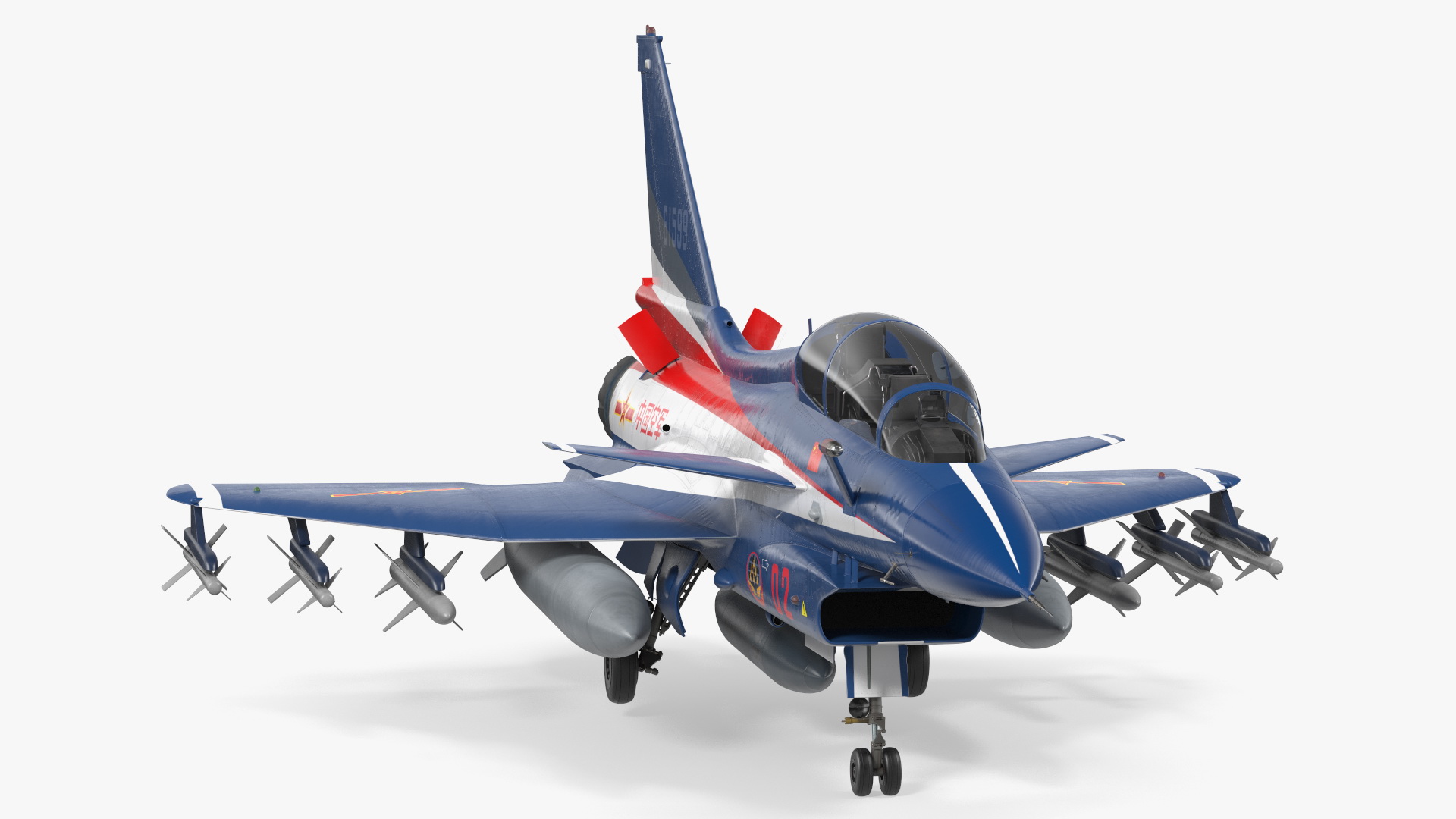 3D model Chengdu J10 S Aerobatic Team Tandem Seated Armed Rigged