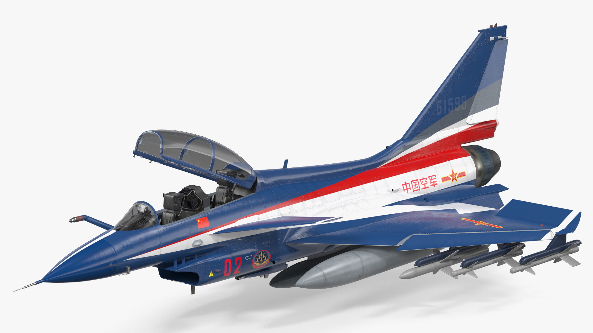 3D model Chengdu J10 S Aerobatic Team Tandem Seated Armed Rigged