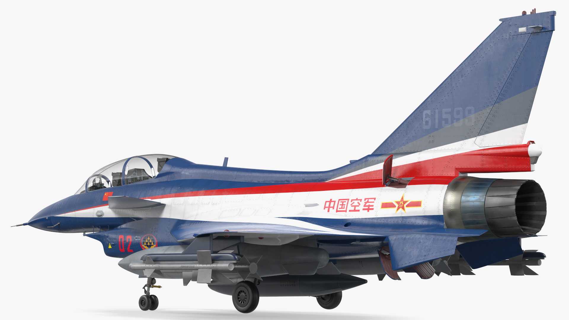 3D model Chengdu J10 S Aerobatic Team Tandem Seated Armed Rigged