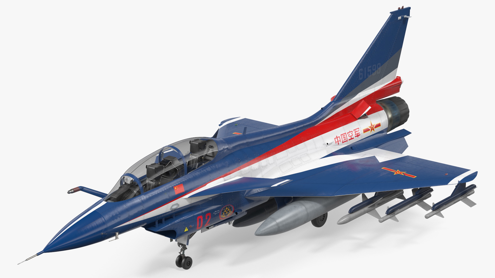 3D model Chengdu J10 S Aerobatic Team Tandem Seated Armed Rigged