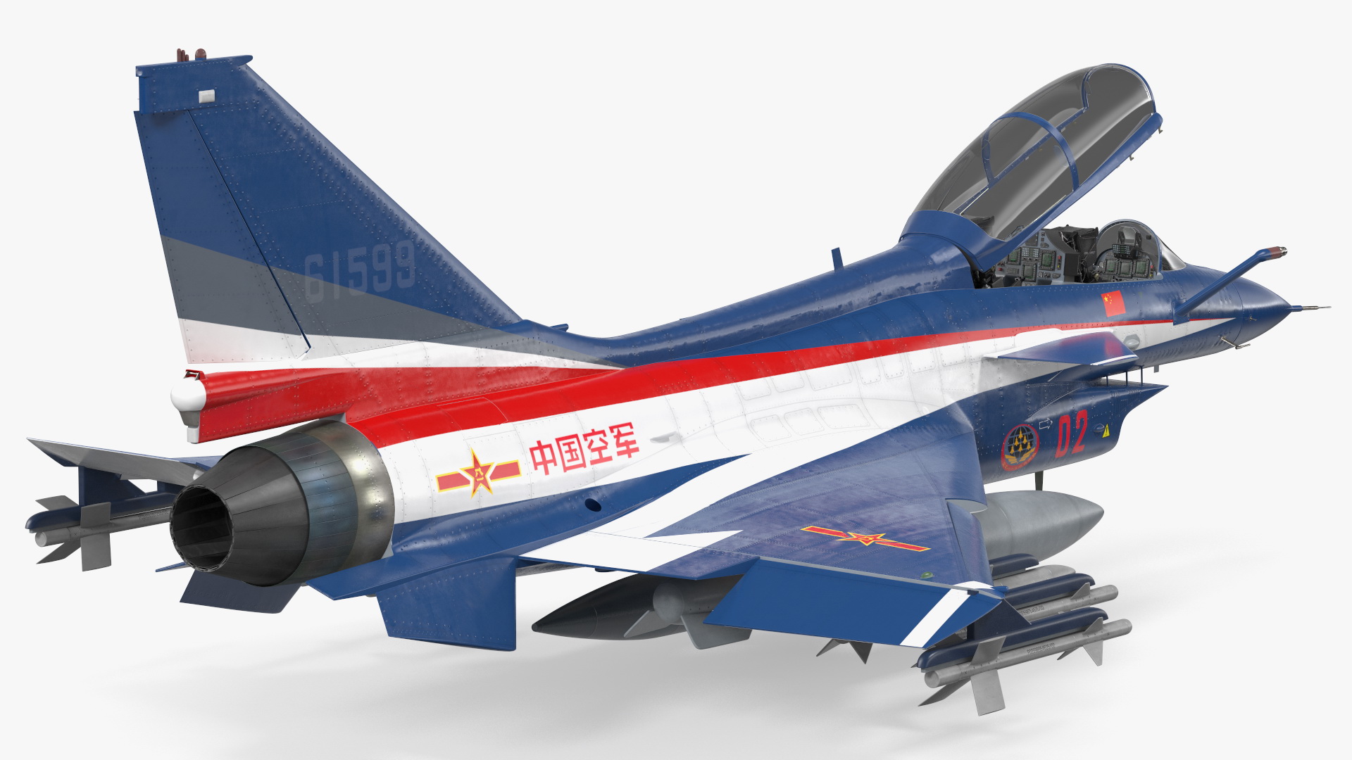 3D model Chengdu J10 S Aerobatic Team Tandem Seated Armed Rigged