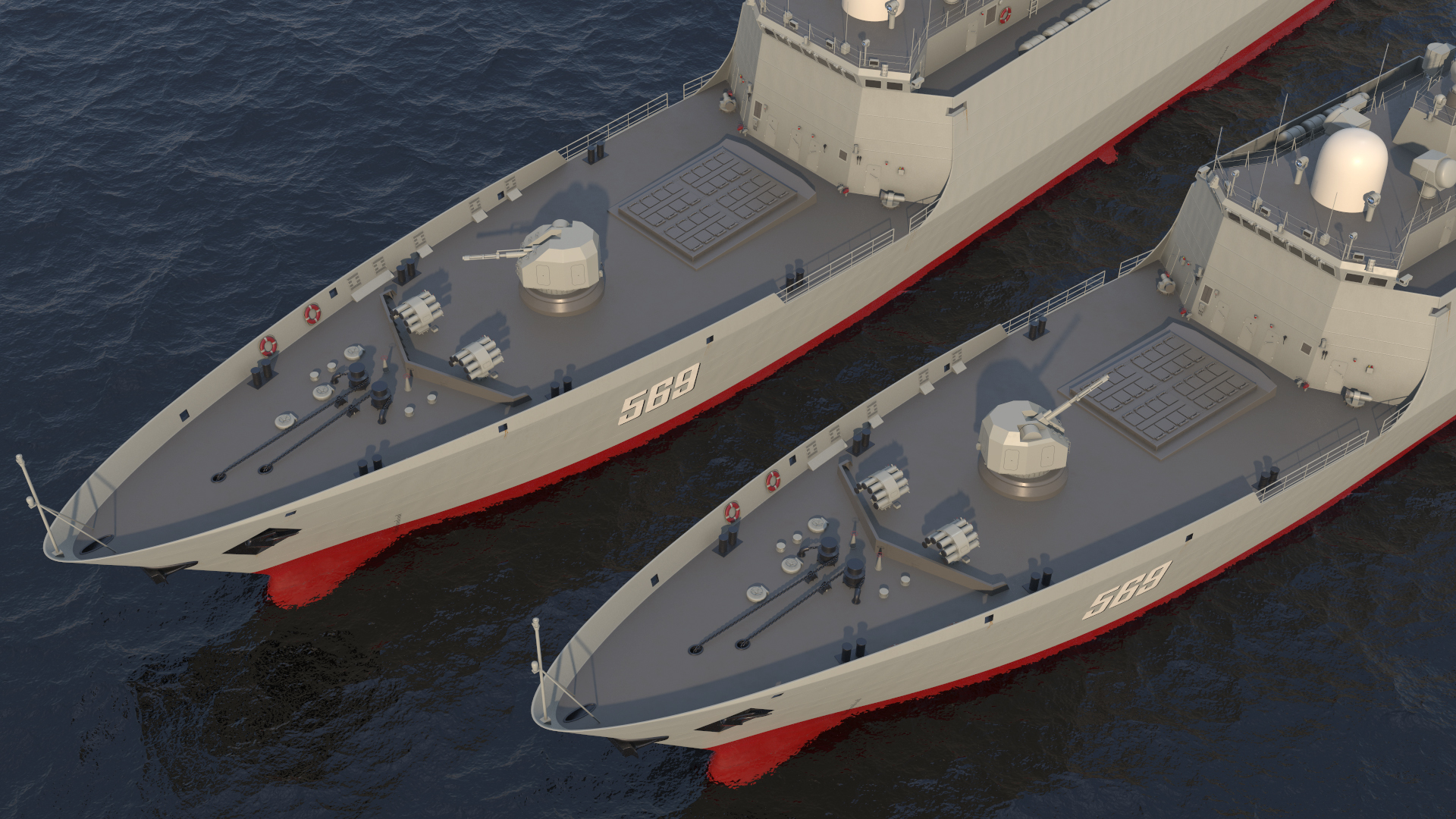 Type 054A Frigate Rigged 3D model