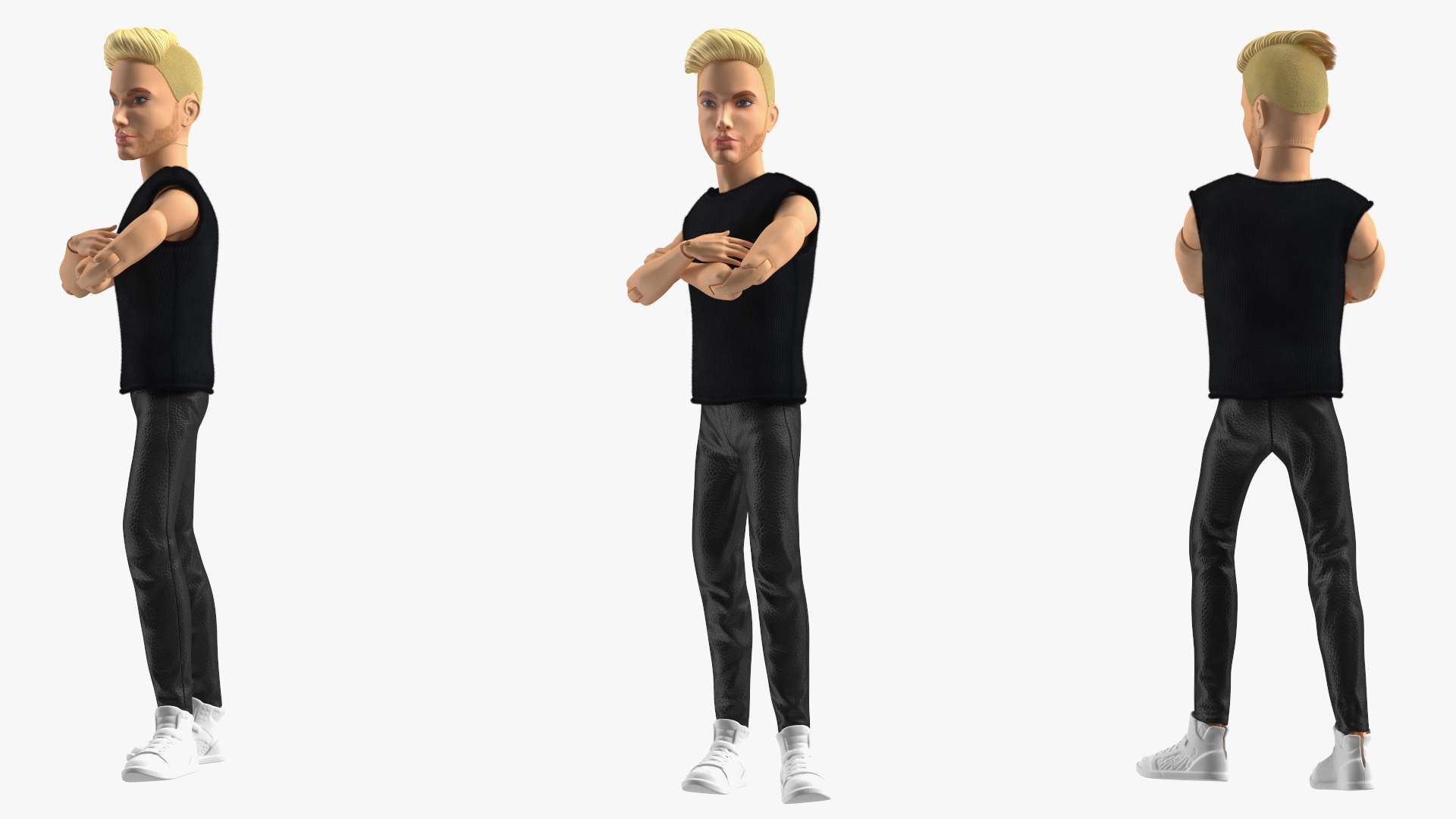 3D Barbie Ken GTD90 Dressed Pose Fur model